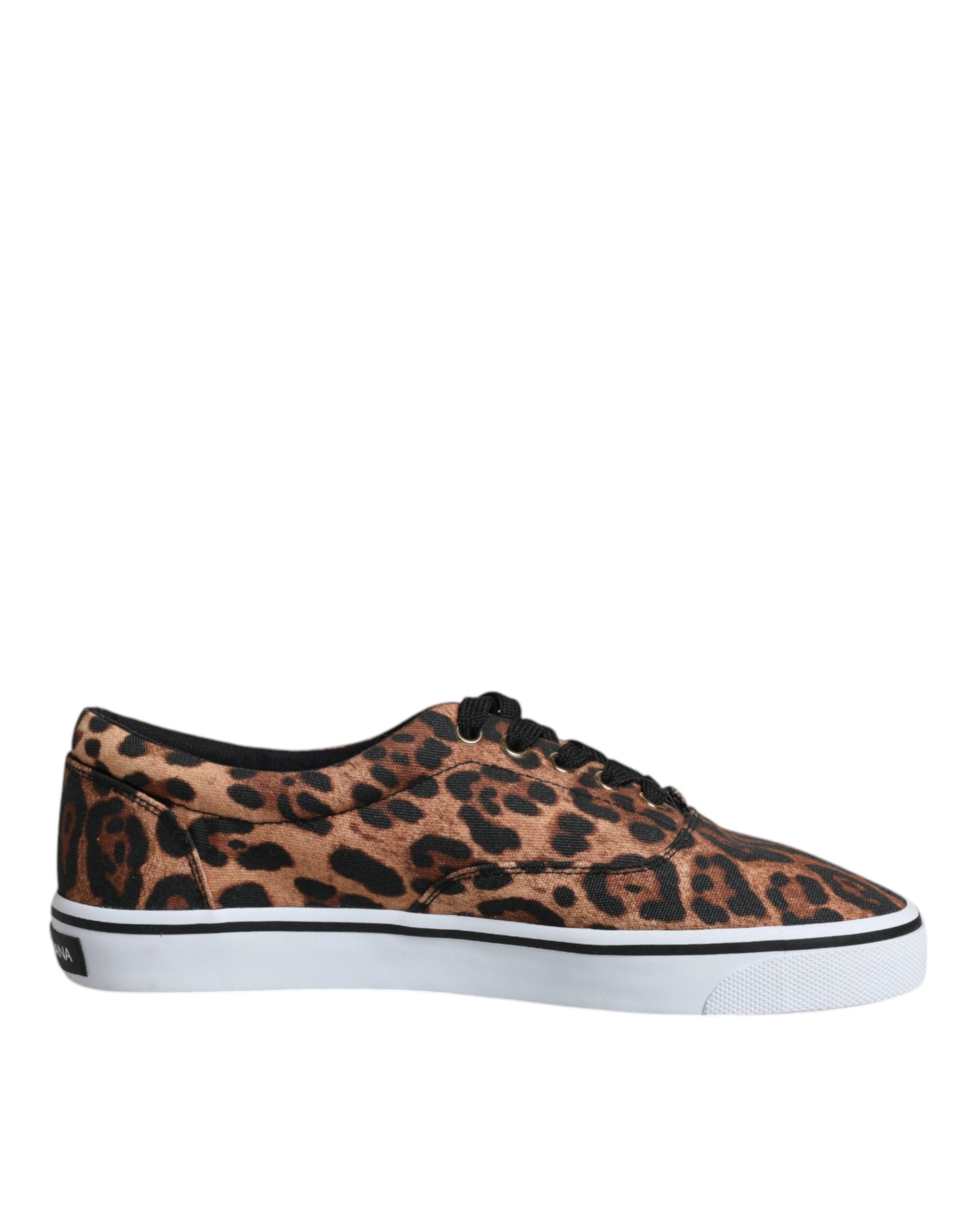 Dolce & Gabbana Brown Leopard Logo Print Cotton Sneakers Shoes -   -  Dolce & Gabbana.