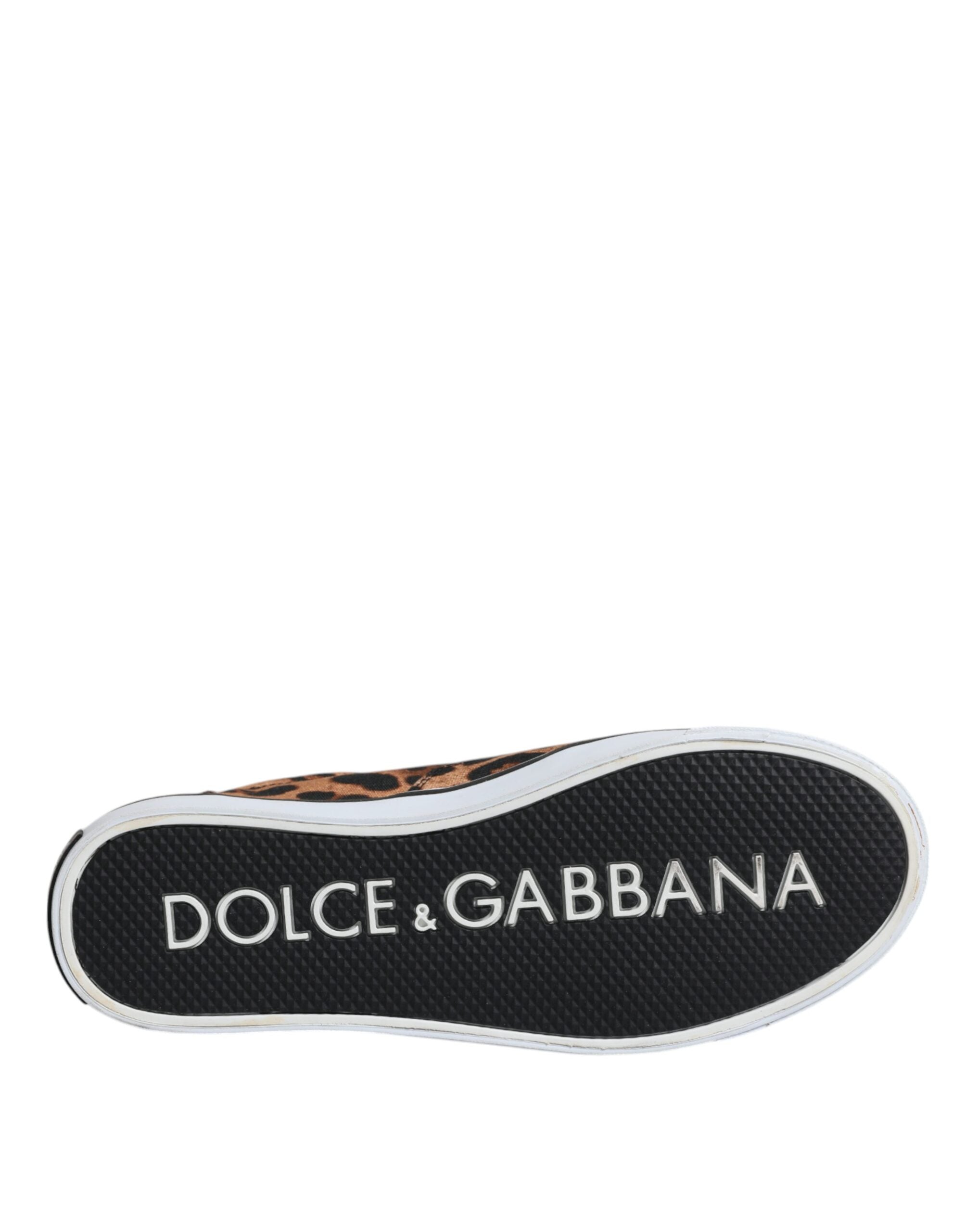 Dolce & Gabbana Brown Leopard Logo Print Cotton Sneakers Shoes -   -  Dolce & Gabbana.