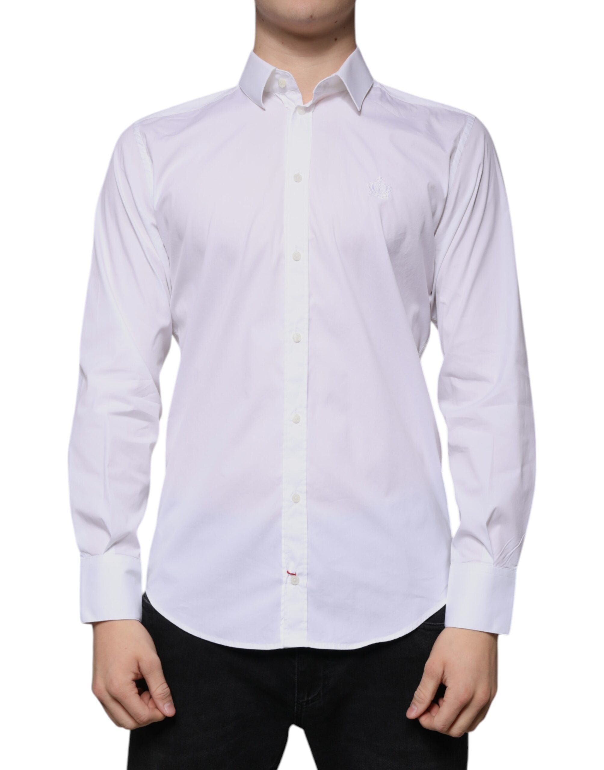 Dolce & Gabbana White Cotton Blend Men MARTINI Dress Shirt -   -  Dolce & Gabbana.