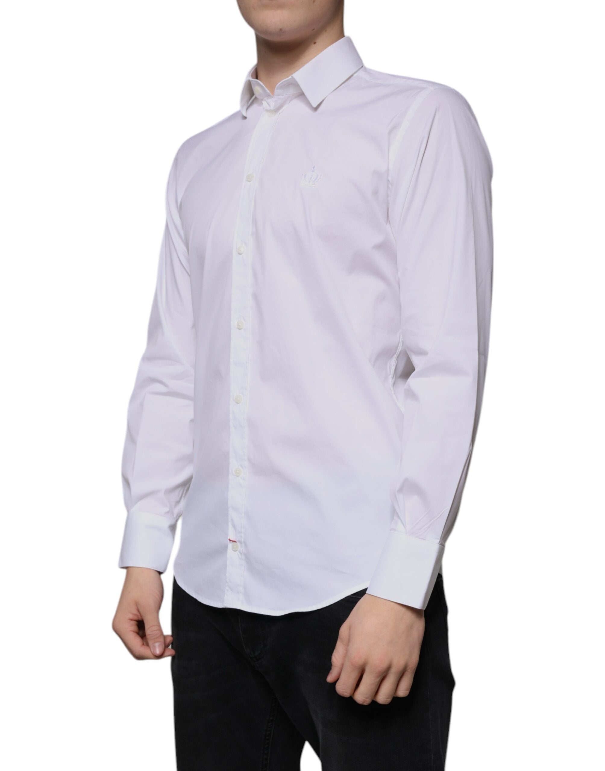 Dolce & Gabbana White Cotton Blend Men MARTINI Dress Shirt -   -  Dolce & Gabbana.