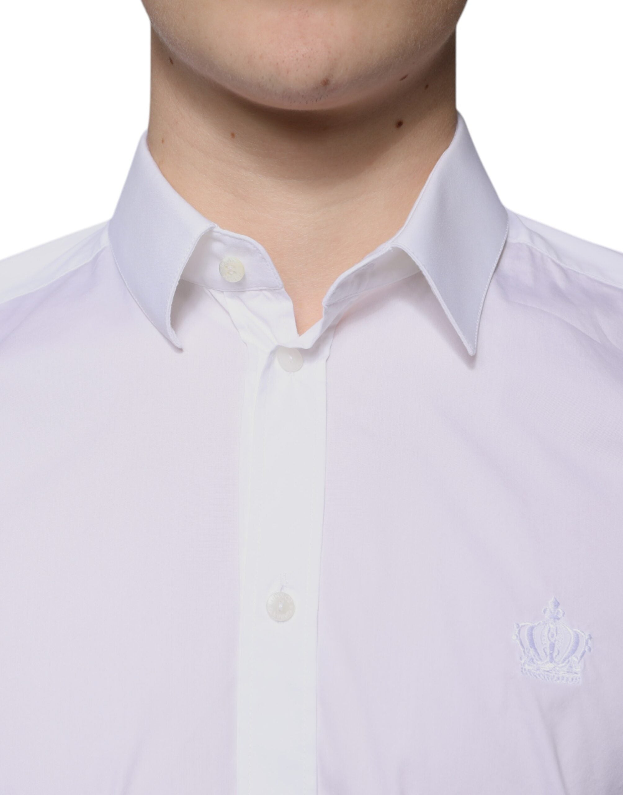 Dolce & Gabbana White Cotton Blend Men MARTINI Dress Shirt -   -  Dolce & Gabbana.