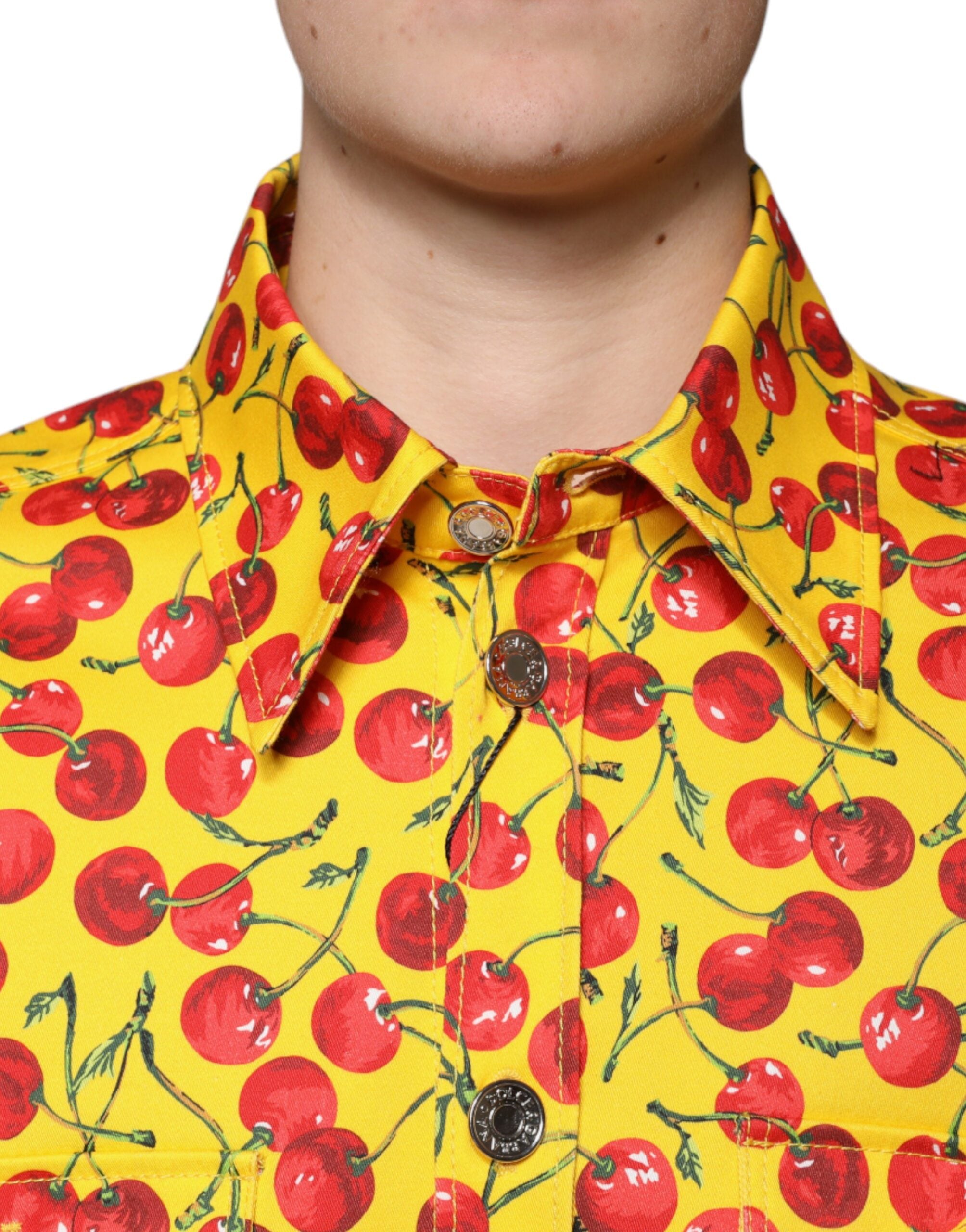 Dolce & Gabbana Yellow Cherry Button Down Men Casual Shirt -   -  Dolce & Gabbana.