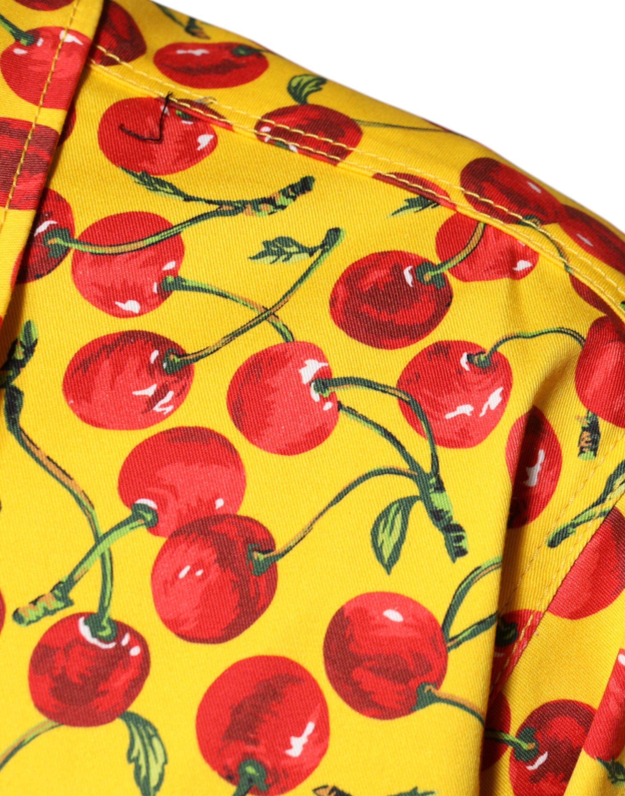 Dolce & Gabbana Yellow Cherry Button Down Men Casual Shirt -   -  Dolce & Gabbana.