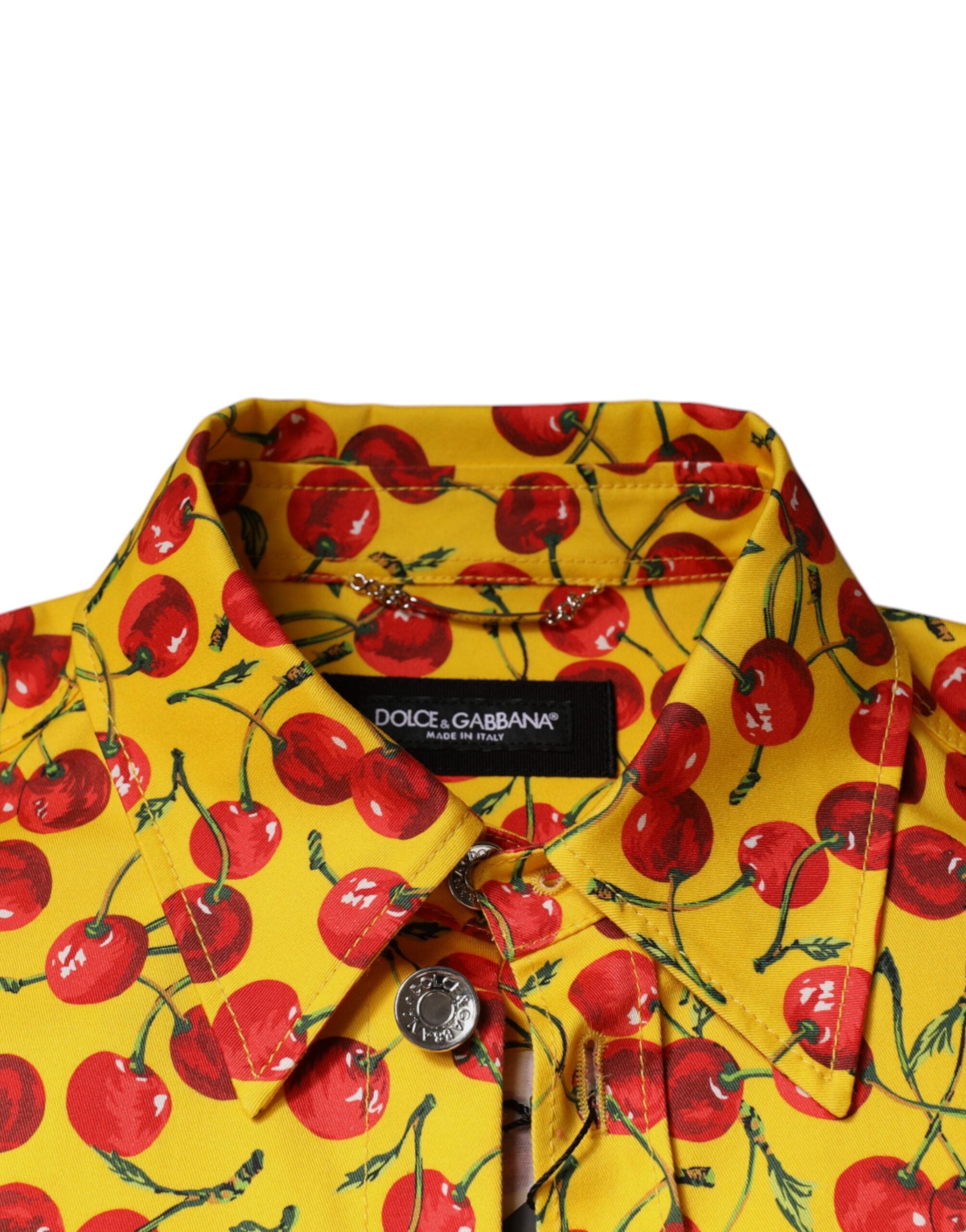 Dolce & Gabbana Yellow Cherry Button Down Men Casual Shirt -   -  Dolce & Gabbana.