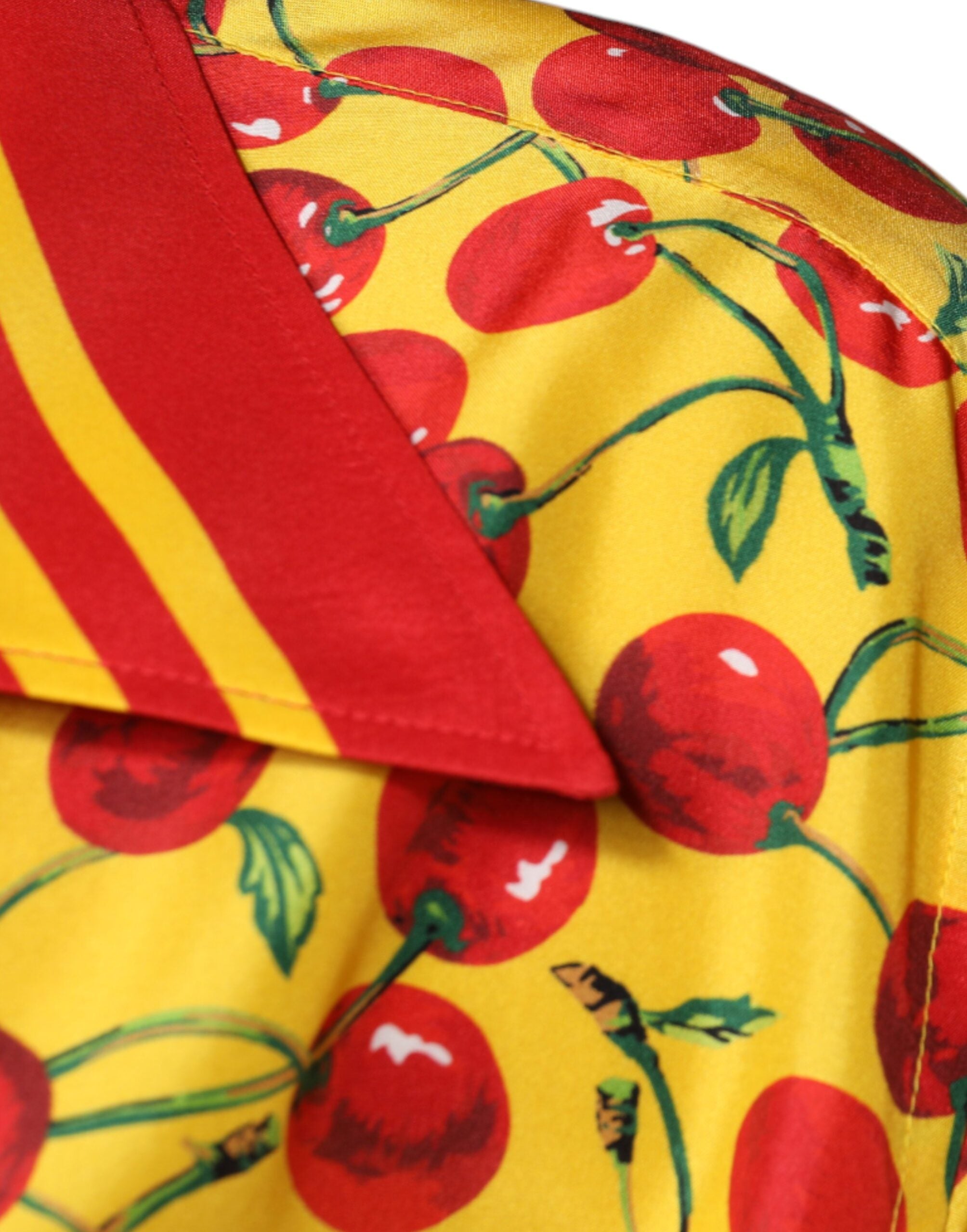 Dolce & Gabbana Yellow Cherry Button Down Silk Casual Shirt -   -  Dolce & Gabbana.