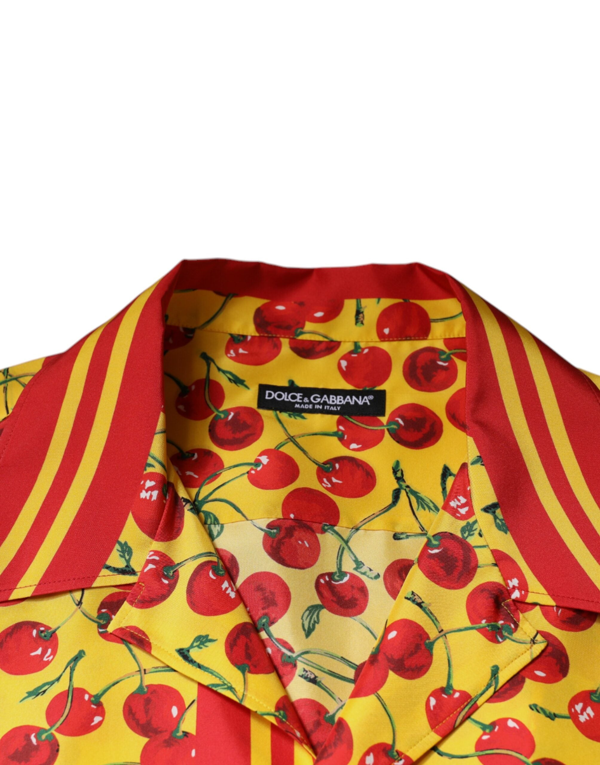 Dolce & Gabbana Yellow Cherry Button Down Silk Casual Shirt -   -  Dolce & Gabbana.