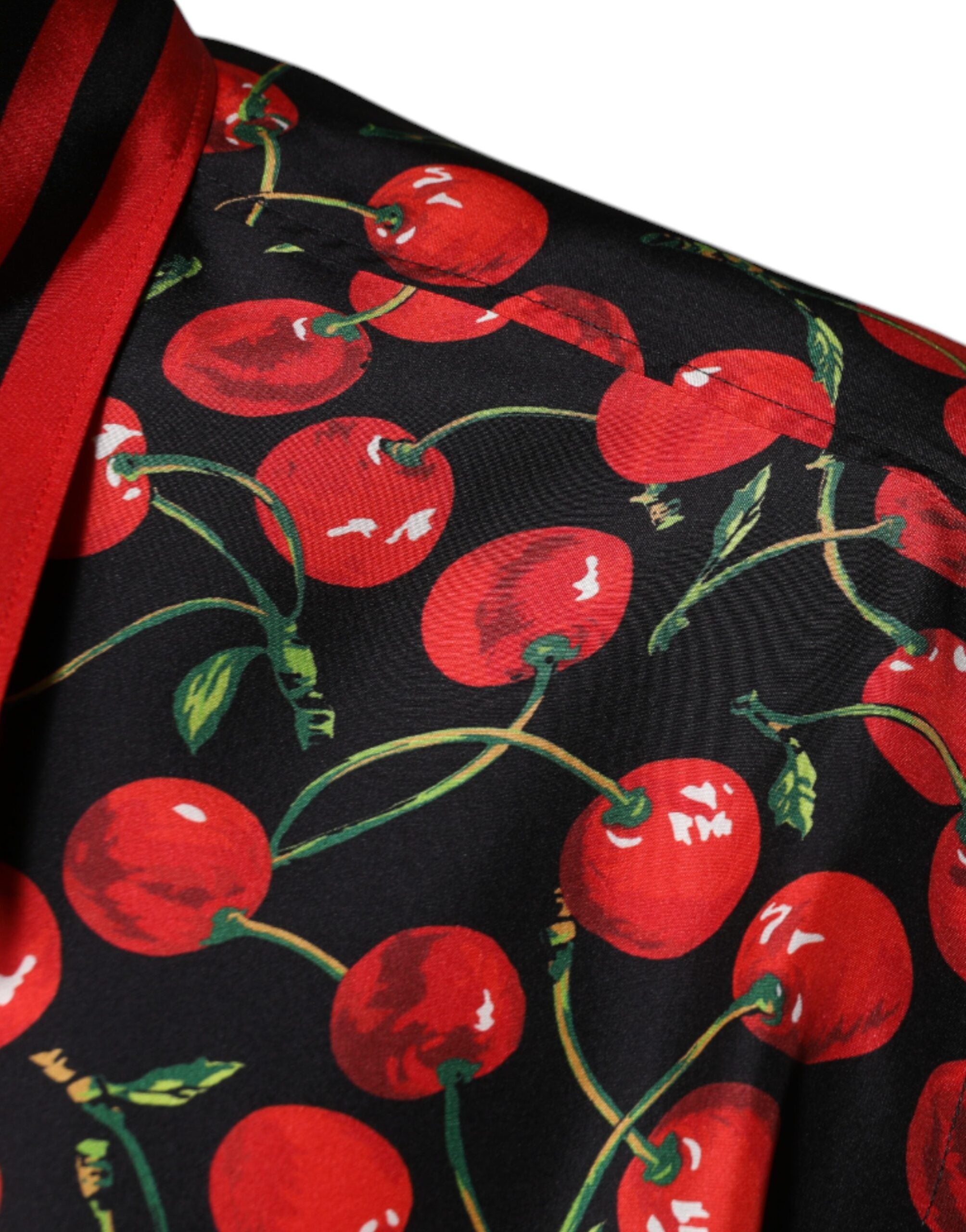 Dolce & Gabbana Black Cherry Silk Button Down Casual Shirt -   -  Dolce & Gabbana.