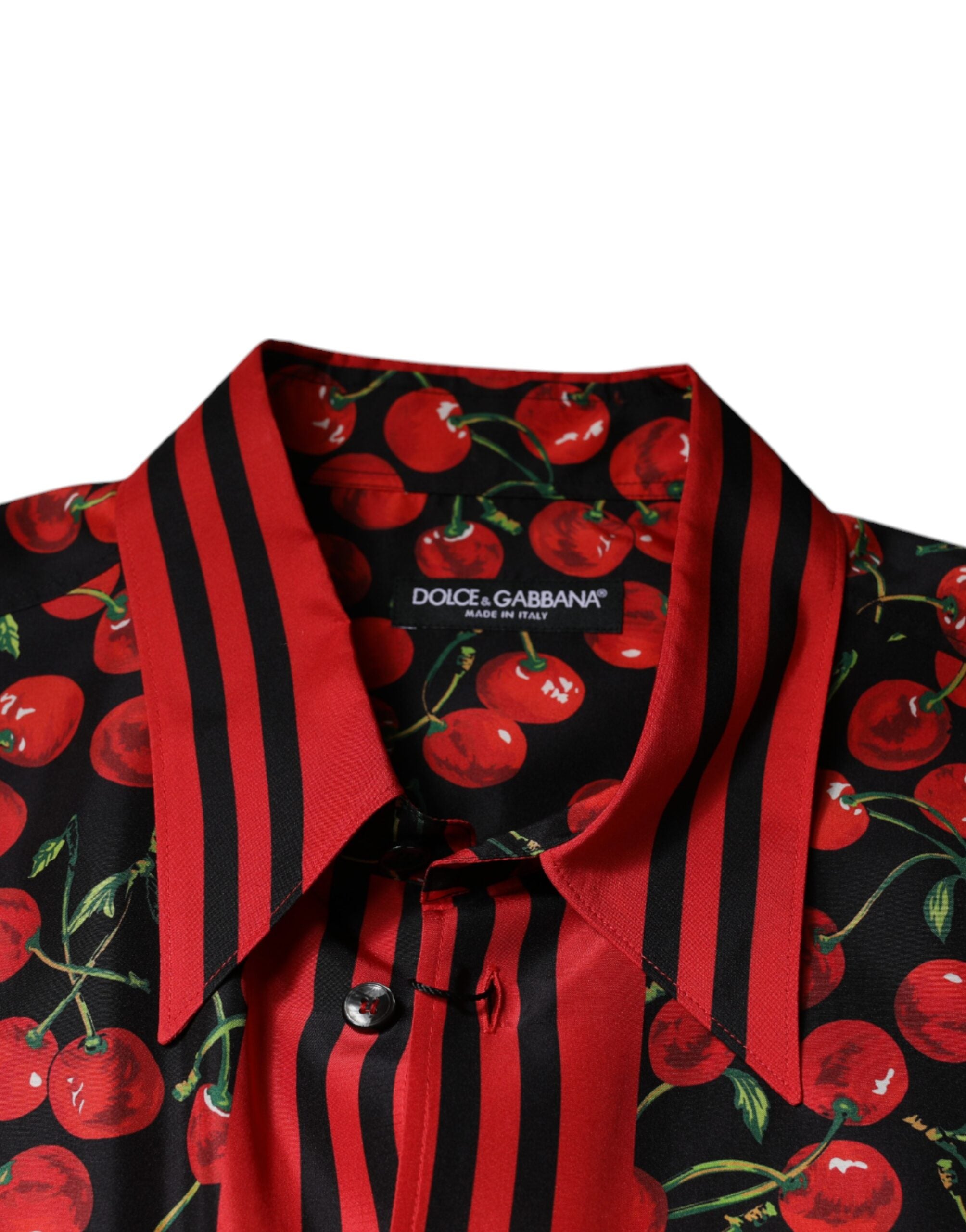 Dolce & Gabbana Black Cherry Silk Button Down Casual Shirt -   -  Dolce & Gabbana.