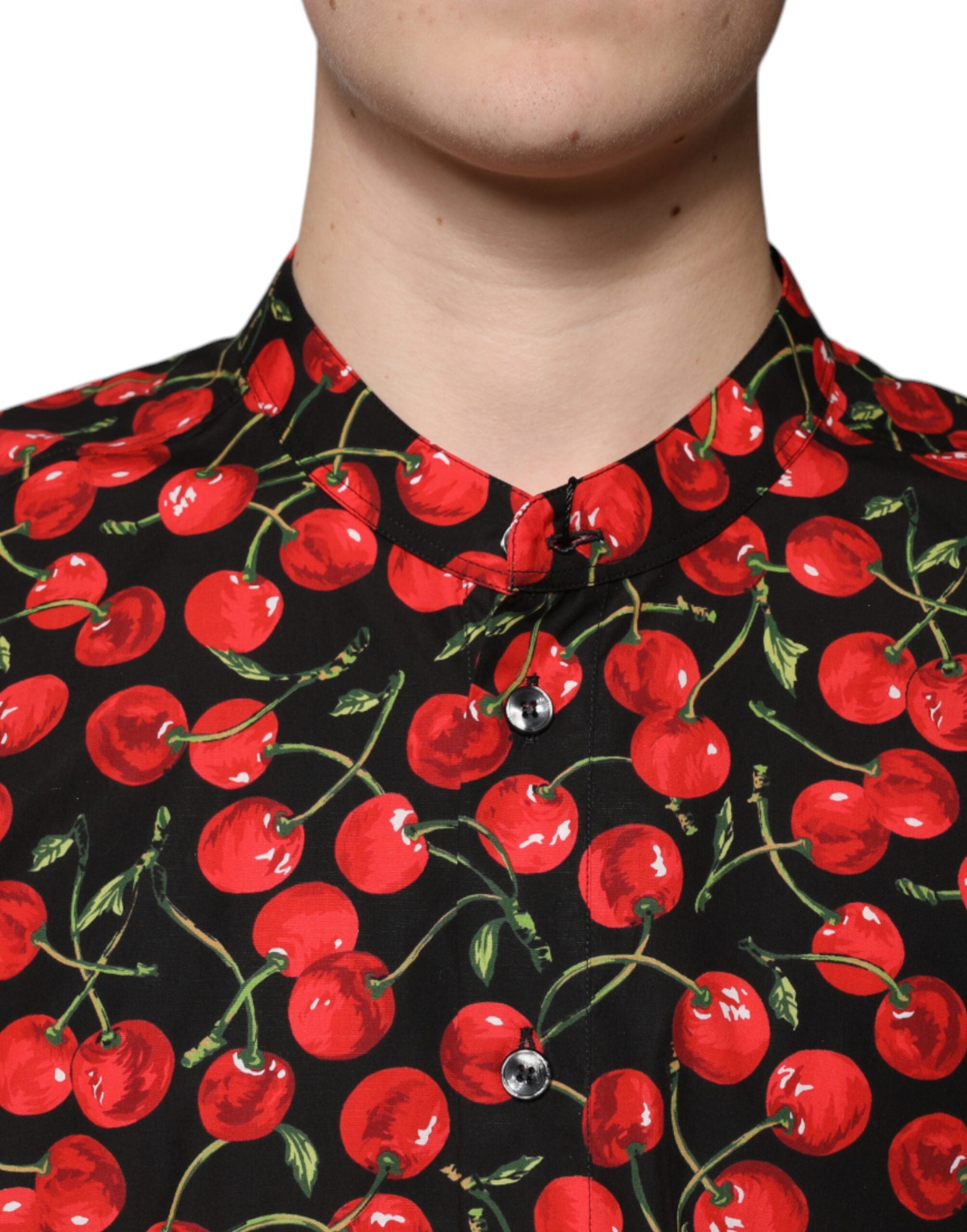 Dolce & Gabbana Black Cherry Cotton Button Down Casual Shirt -   -  Dolce & Gabbana.