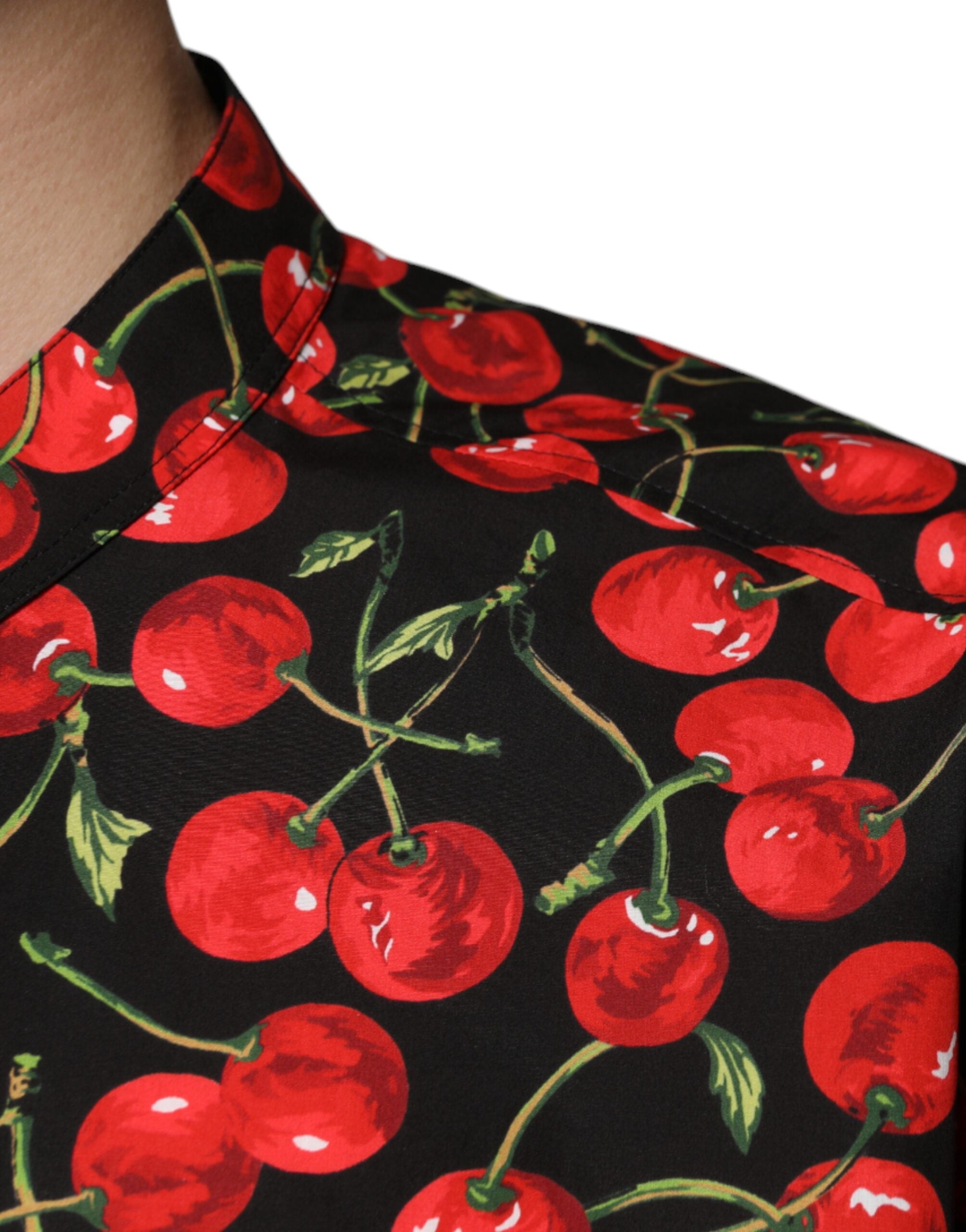 Dolce & Gabbana Black Cherry Cotton Button Down Casual Shirt -   -  Dolce & Gabbana.