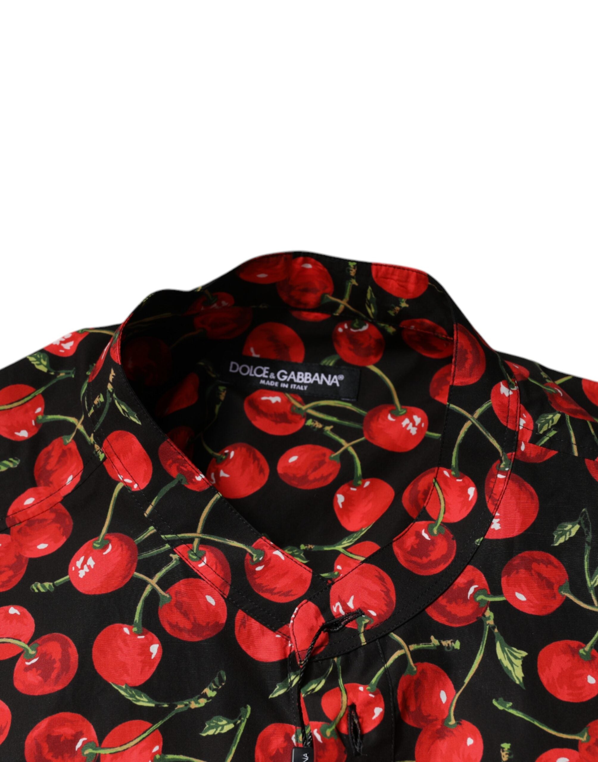 Dolce & Gabbana Black Cherry Cotton Button Down Casual Shirt -   -  Dolce & Gabbana.