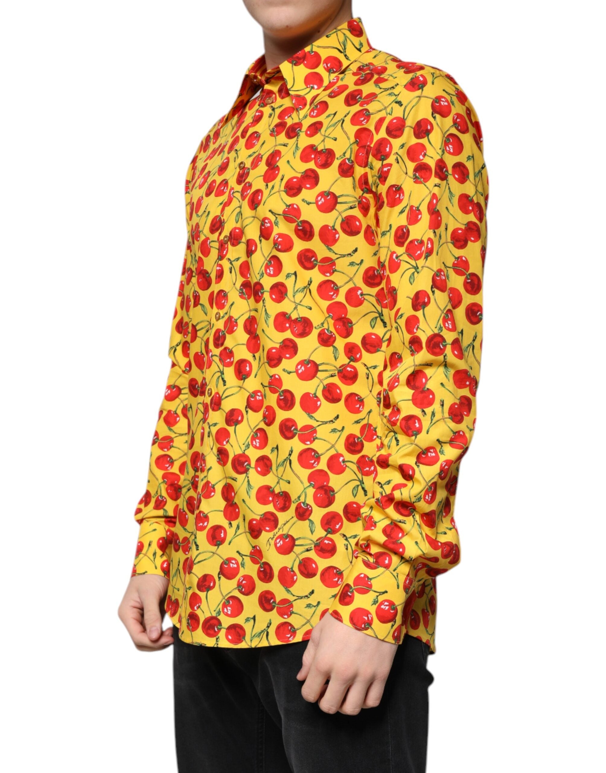 Dolce & Gabbana Yellow Cherry Cotton MARTINI Dress Shirt -   -  Dolce & Gabbana.