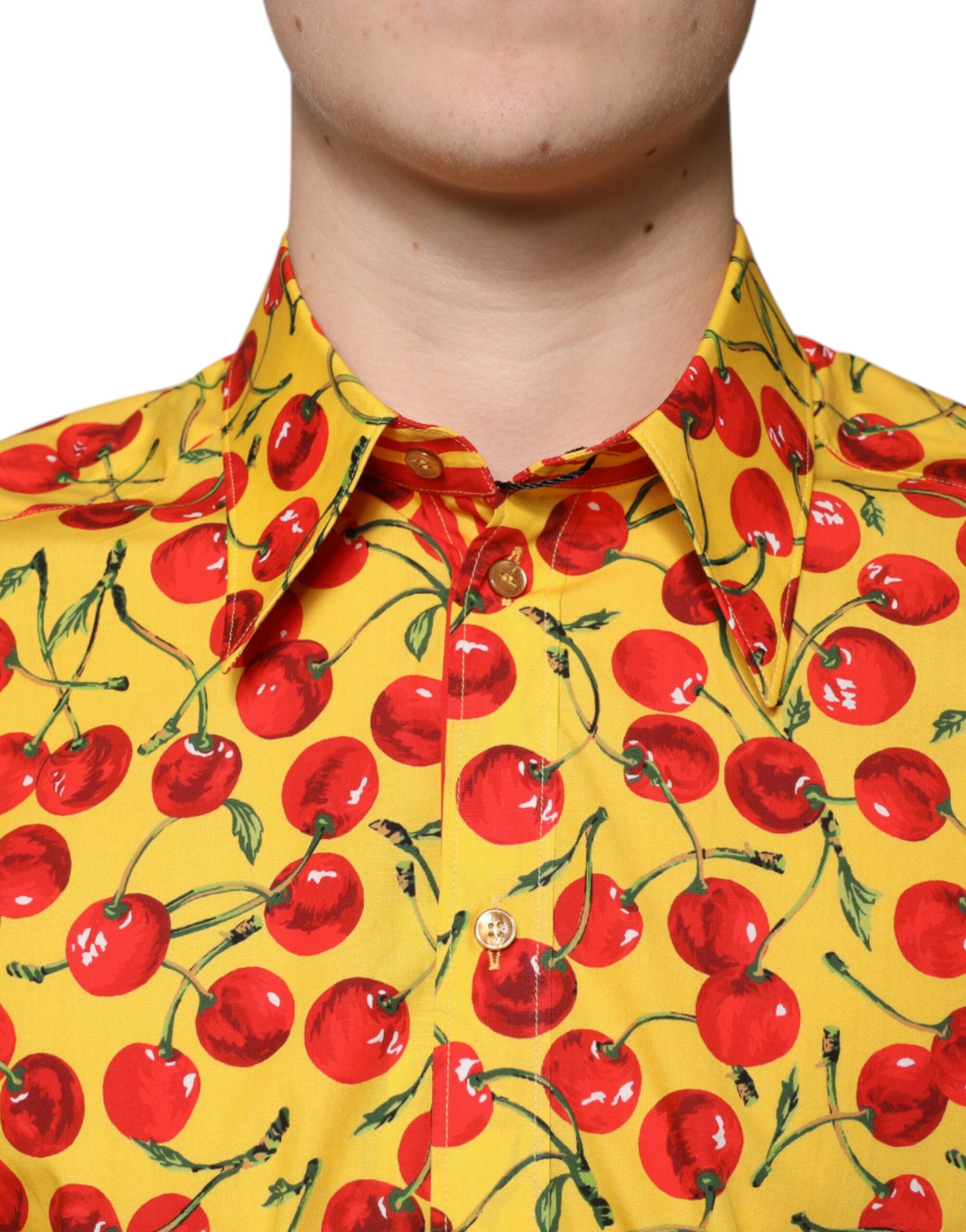 Dolce & Gabbana Yellow Cherry Cotton MARTINI Dress Shirt -   -  Dolce & Gabbana.
