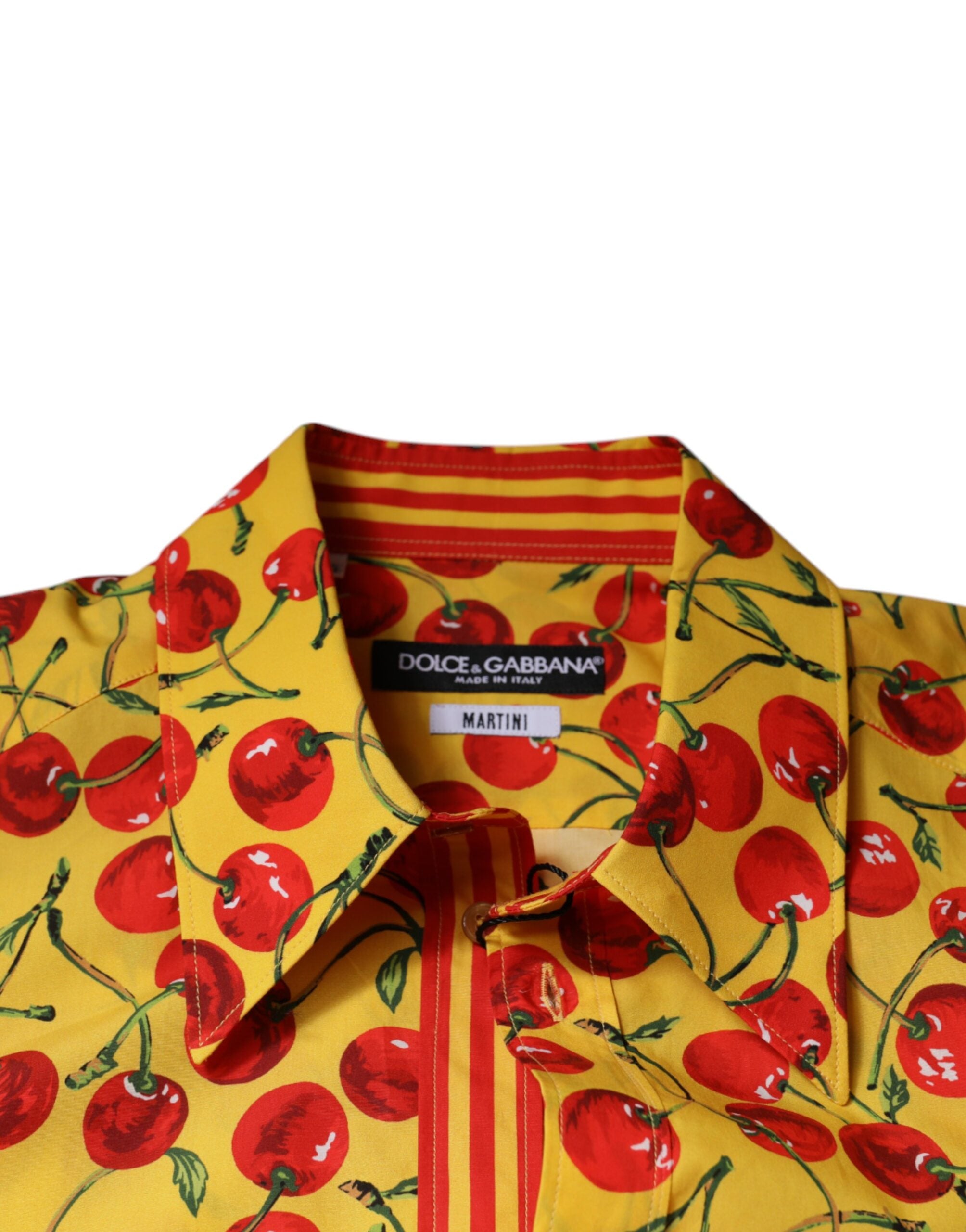 Dolce & Gabbana Yellow Cherry Cotton MARTINI Dress Shirt -   -  Dolce & Gabbana.