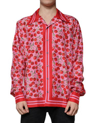 Dolce & Gabbana Pink Cherry Silk Button Down Casual Shirt -   -  Dolce & Gabbana.