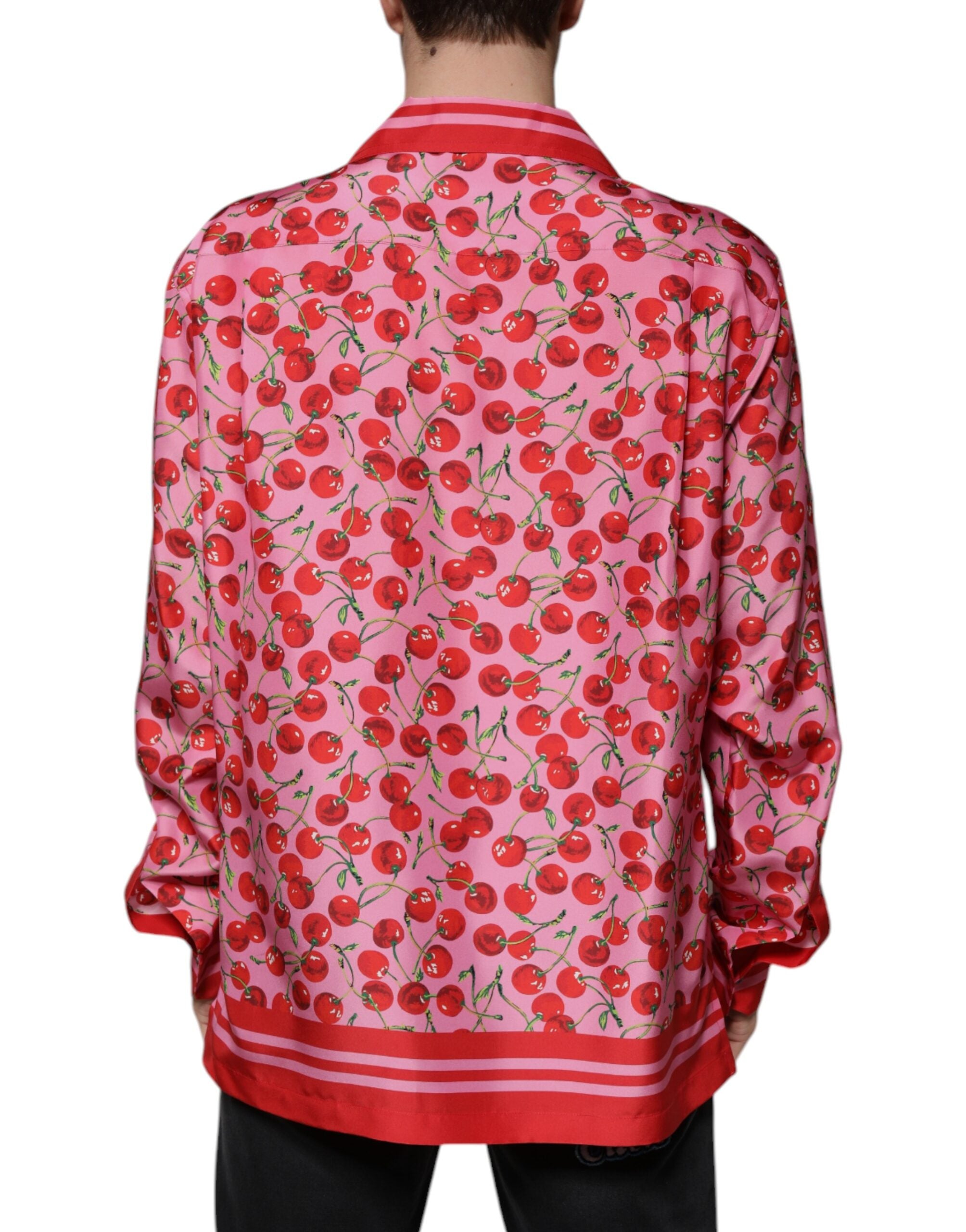 Dolce & Gabbana Pink Cherry Silk Button Down Casual Shirt -   -  Dolce & Gabbana.