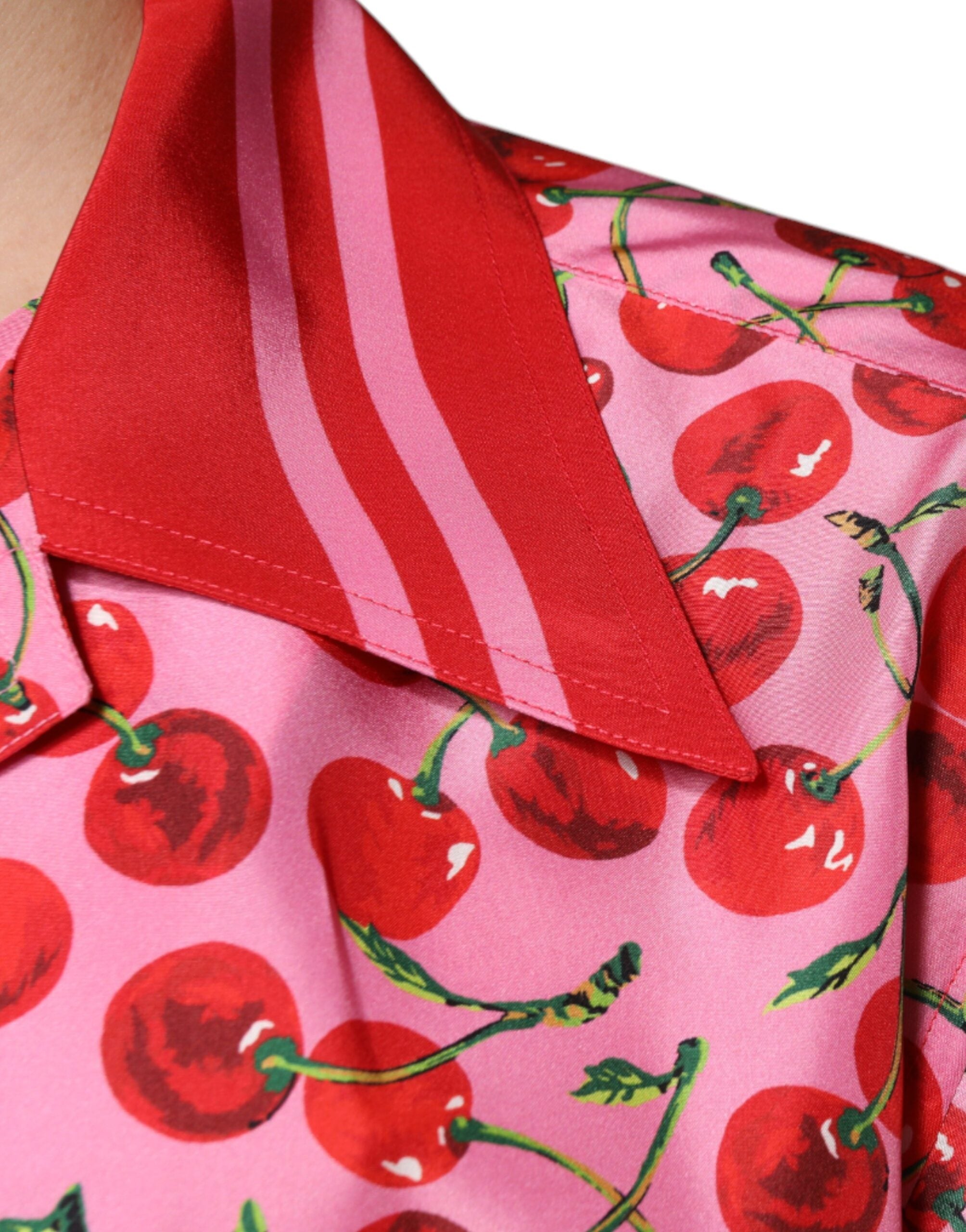 Dolce & Gabbana Pink Cherry Silk Button Down Casual Shirt -   -  Dolce & Gabbana.