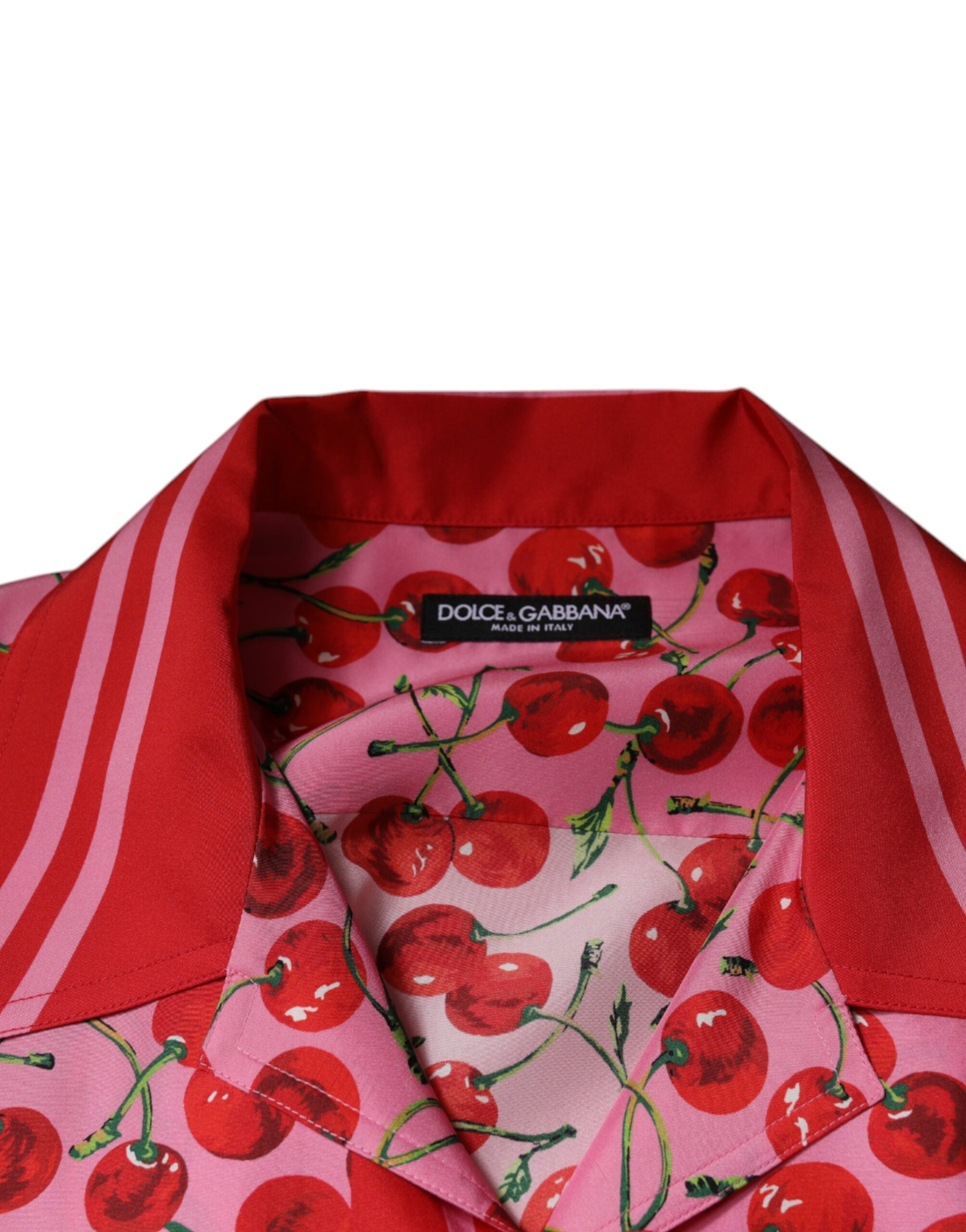 Dolce & Gabbana Pink Cherry Silk Button Down Casual Shirt -   -  Dolce & Gabbana.