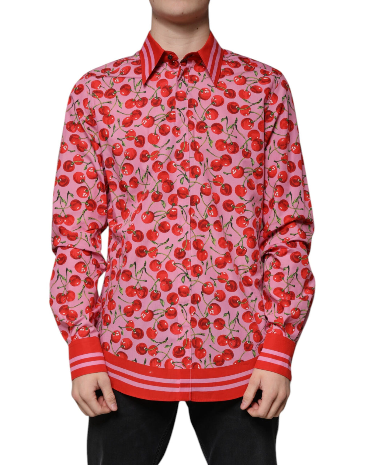 Dolce & Gabbana Pink Cherry Cotton Formal MARTINI Dress Shirt -   -  Dolce & Gabbana.