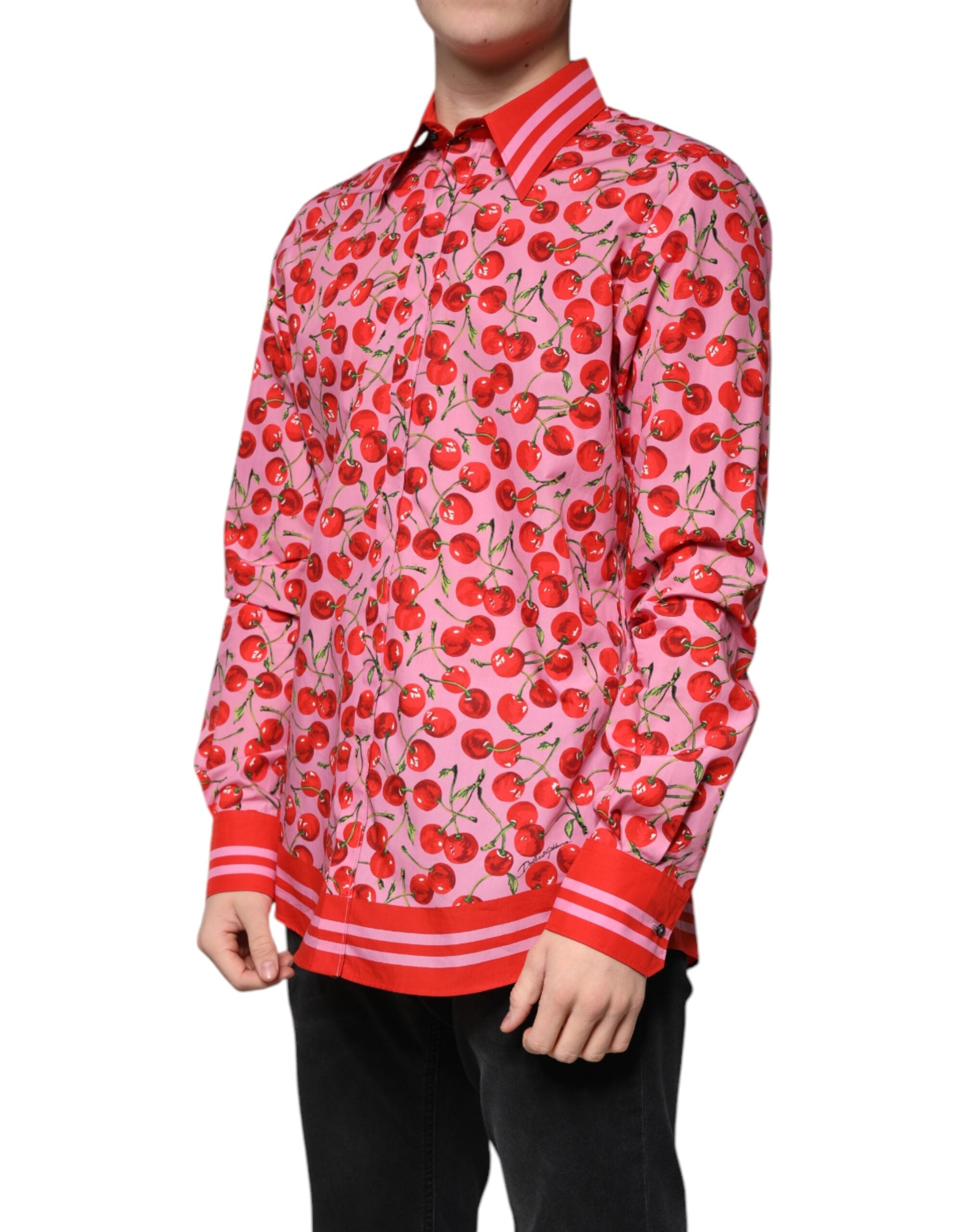Dolce & Gabbana Pink Cherry Cotton Formal MARTINI Dress Shirt -   -  Dolce & Gabbana.