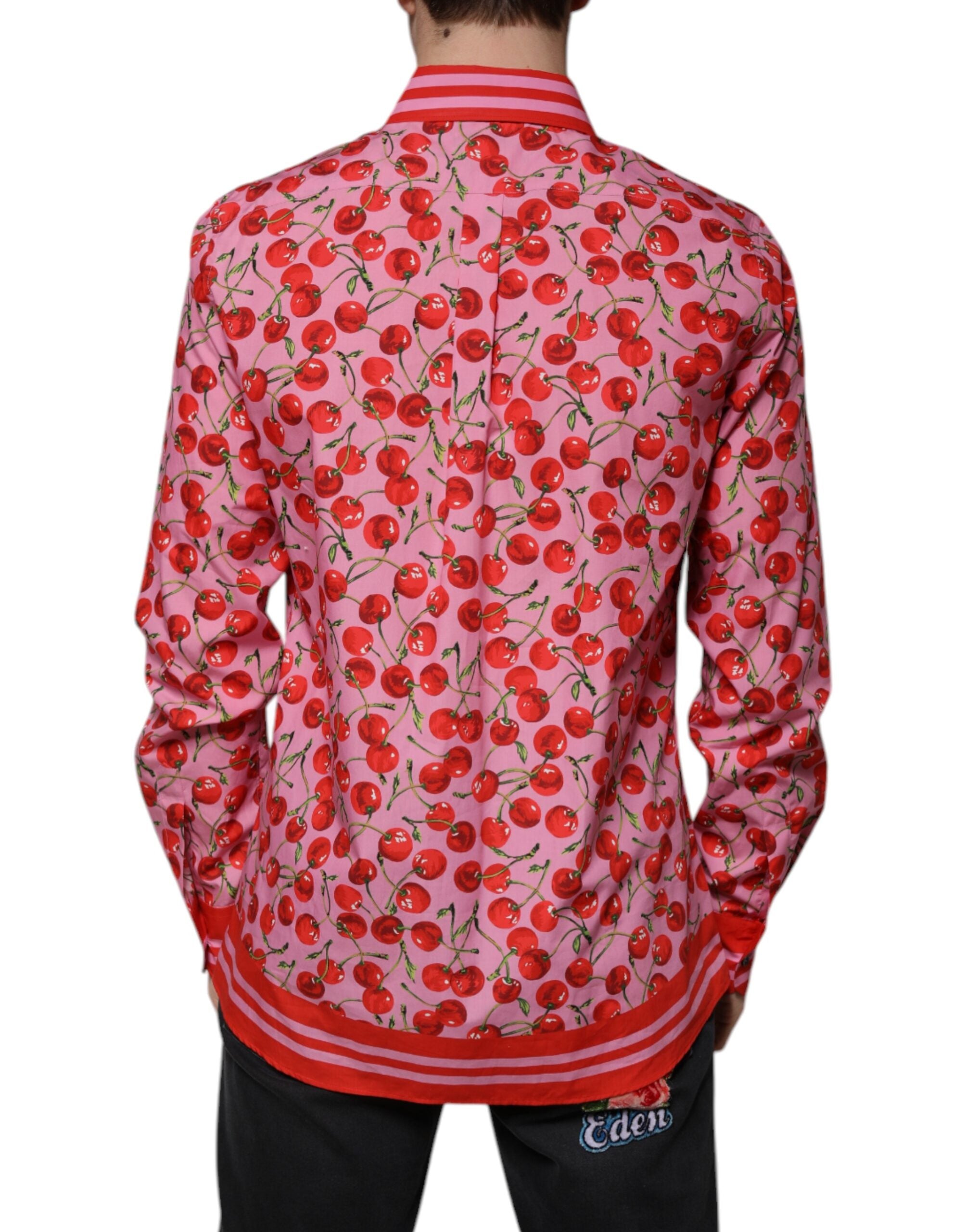 Dolce & Gabbana Pink Cherry Cotton Formal MARTINI Dress Shirt -   -  Dolce & Gabbana.
