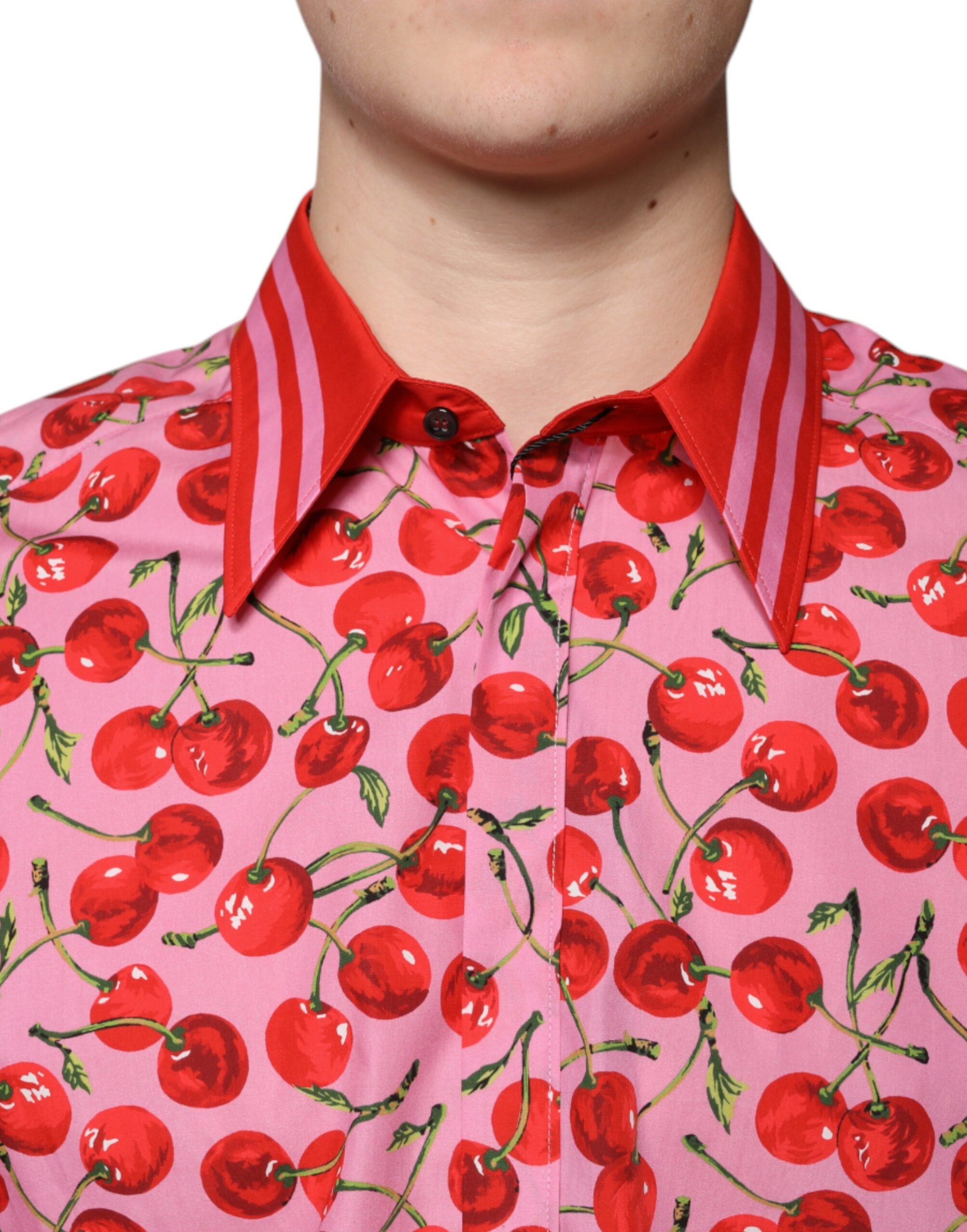 Dolce & Gabbana Pink Cherry Cotton Formal MARTINI Dress Shirt -   -  Dolce & Gabbana.
