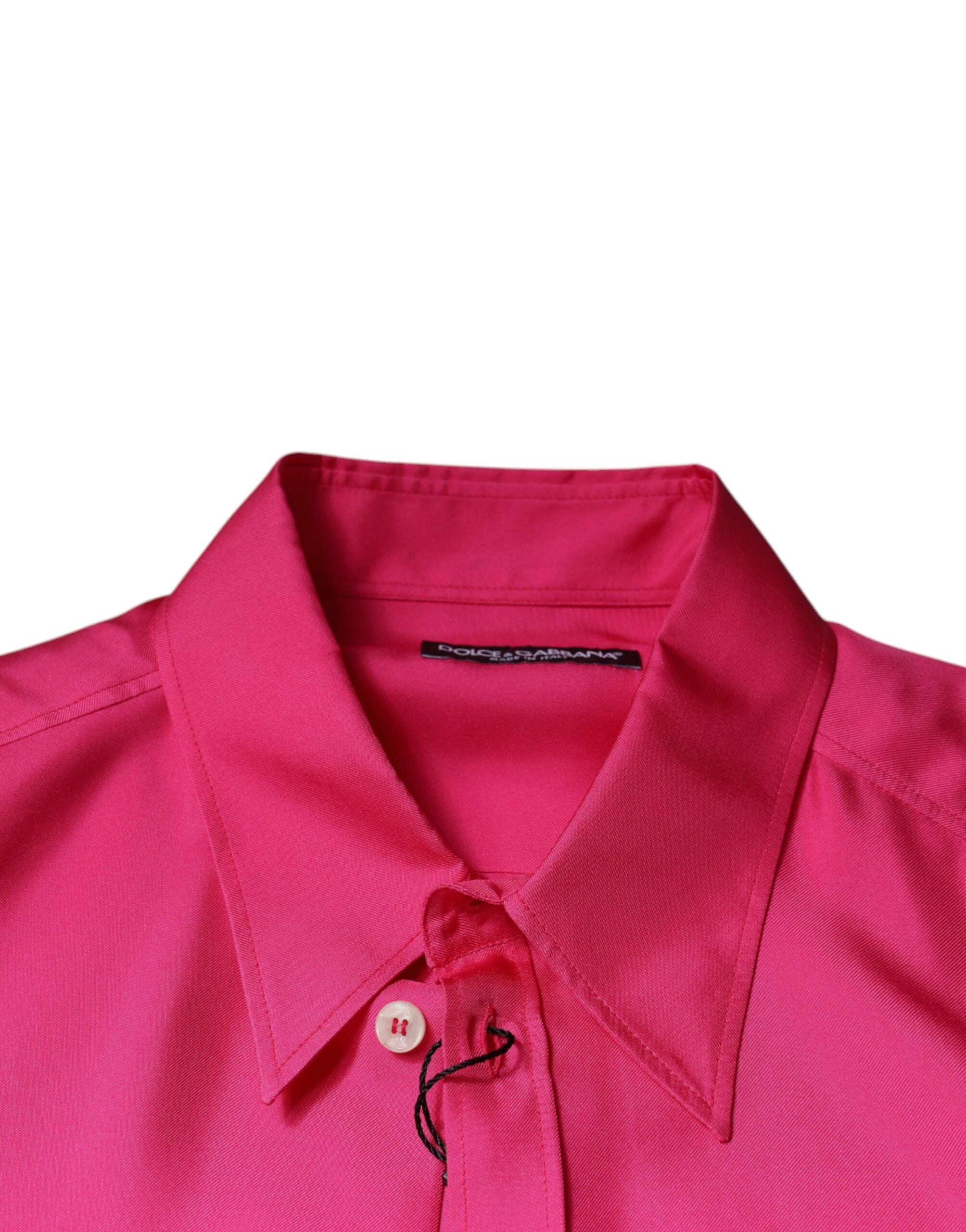 Dolce & Gabbana Pink Silk Collared Button Down Men Shirt -   -  Dolce & Gabbana.