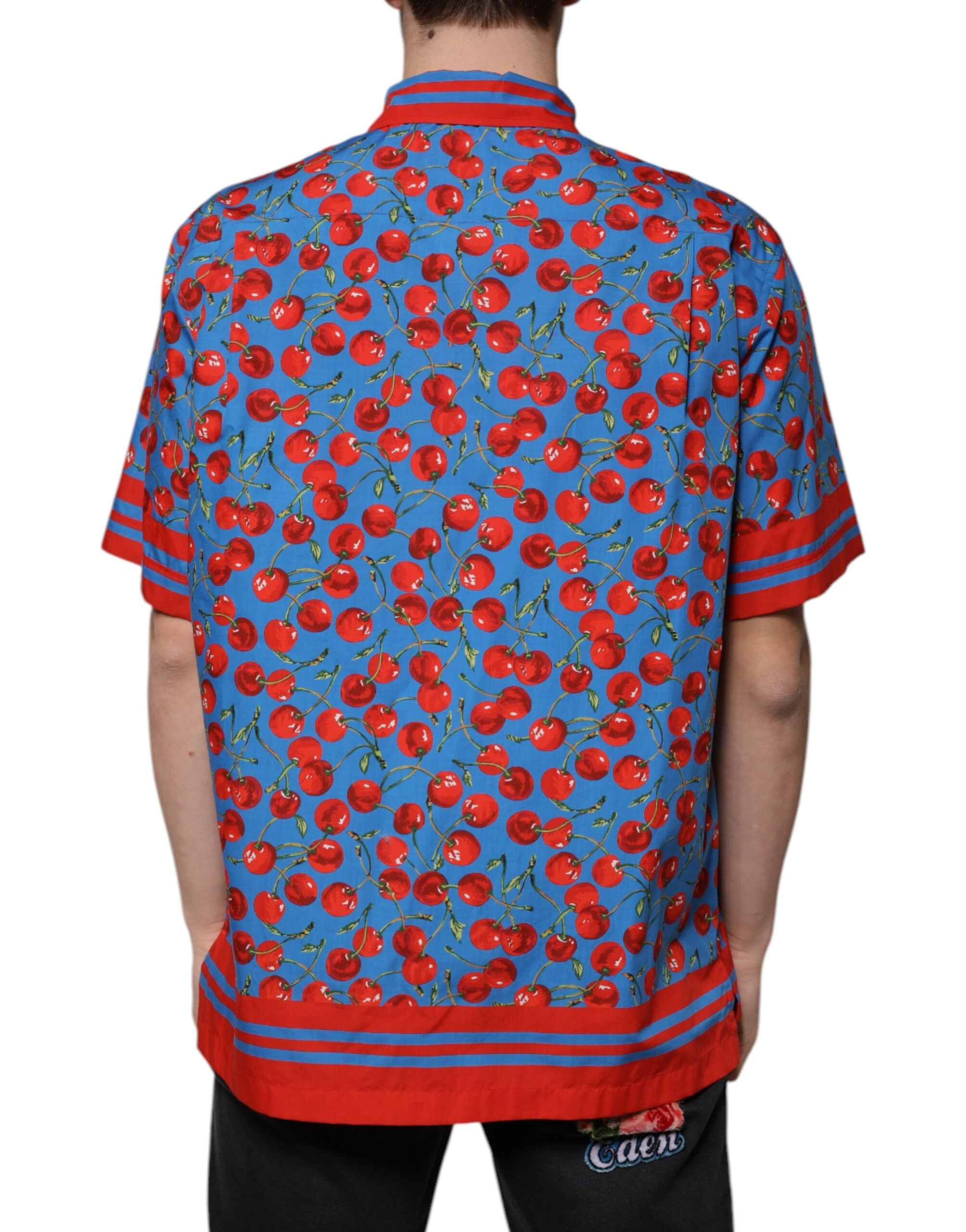 Dolce & Gabbana Blue Cherry Cotton Button Down Casual Shirt -   -  Dolce & Gabbana.