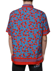 Dolce & Gabbana Blue Cherry Cotton Button Down Casual Shirt -   -  Dolce & Gabbana.