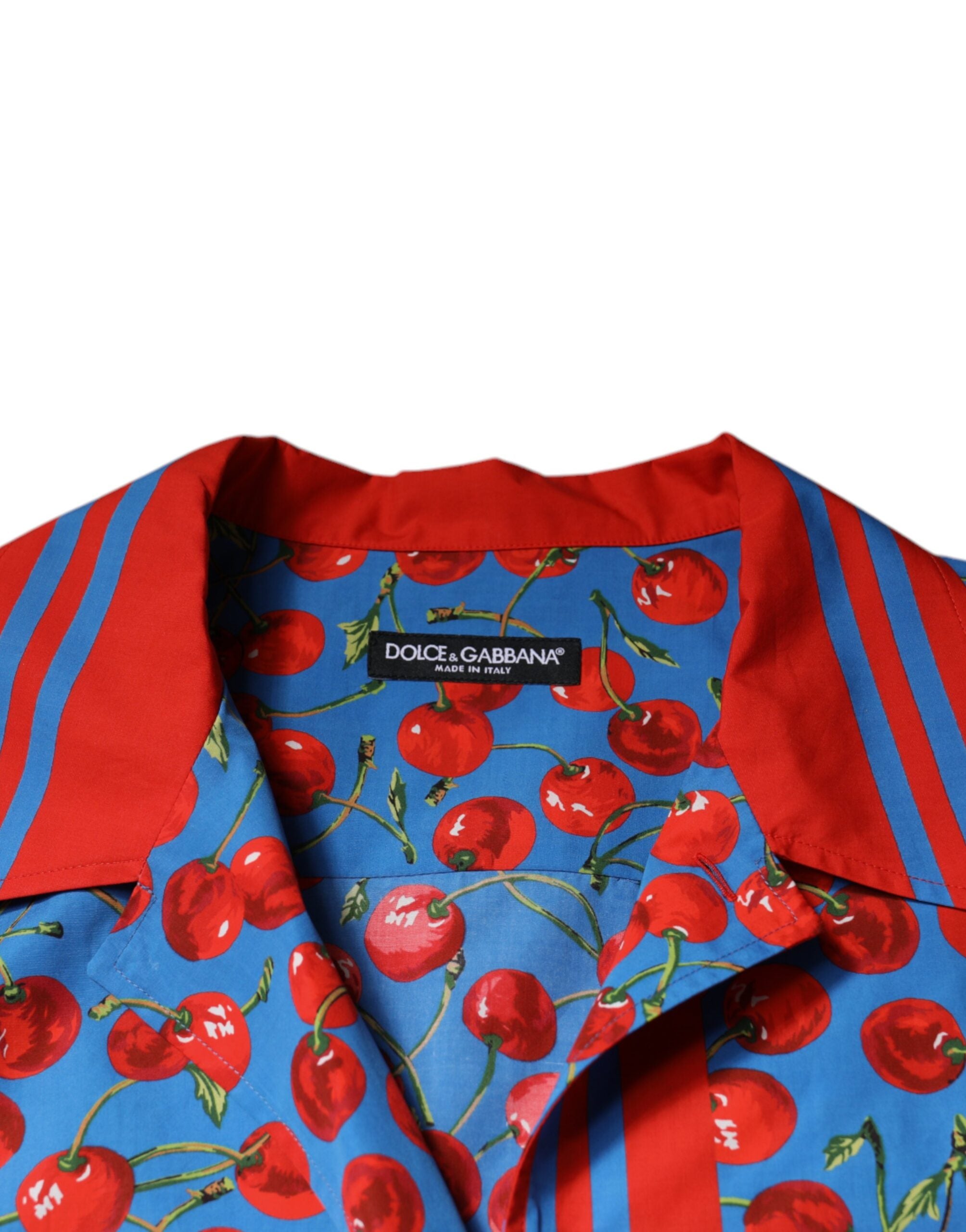 Dolce & Gabbana Blue Cherry Cotton Button Down Casual Shirt -   -  Dolce & Gabbana.