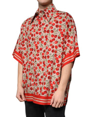 Dolce & Gabbana Beige Cherry Button Down Men Casual Shirt -   -  Dolce & Gabbana.