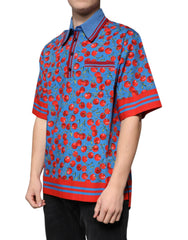 Dolce & Gabbana Blue Cherry Cotton Collared Men Polo T-shirt -   -  Dolce & Gabbana.
