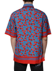 Dolce & Gabbana Blue Cherry Cotton Collared Men Polo T-shirt -   -  Dolce & Gabbana.