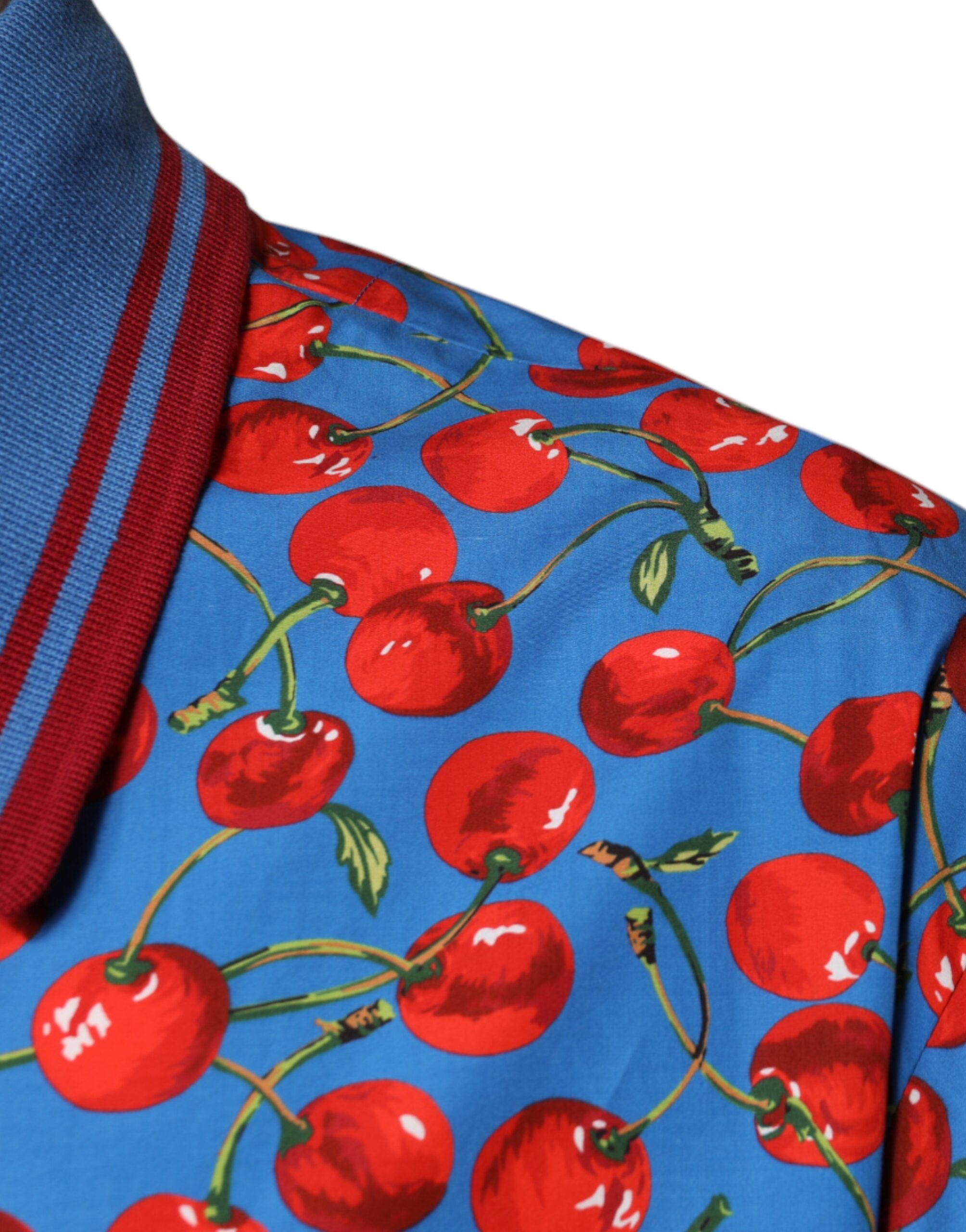 Dolce & Gabbana Blue Cherry Cotton Collared Men Polo T-shirt -   -  Dolce & Gabbana.