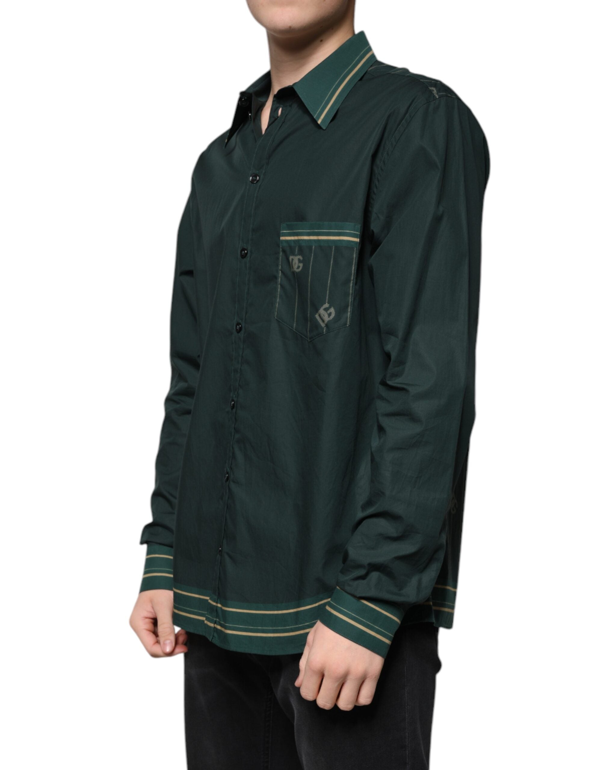 Dolce & Gabbana Green Logo Long Sleeve MARTINI Casual Shirt -   -  Dolce & Gabbana.