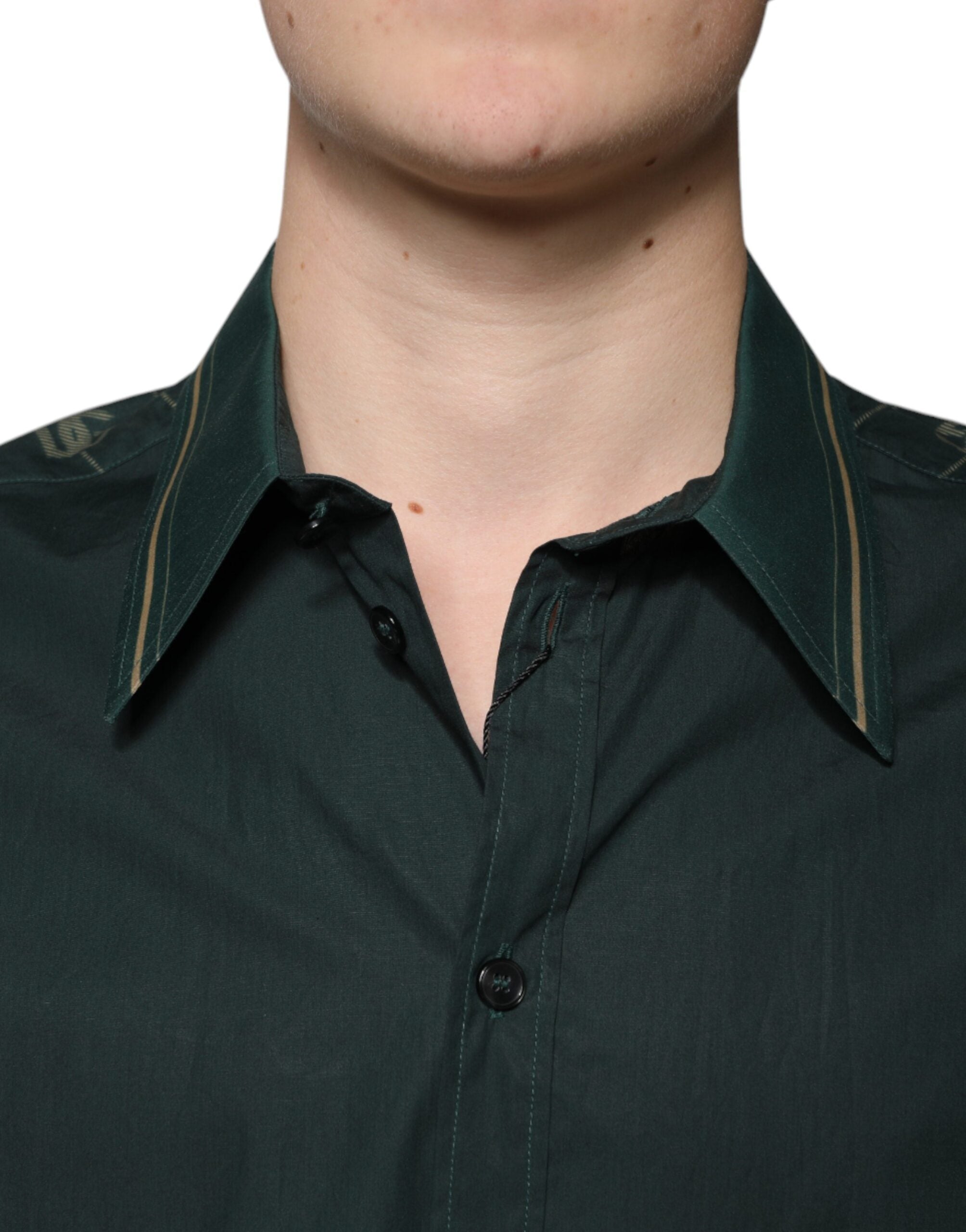 Dolce & Gabbana Green Logo Long Sleeve MARTINI Casual Shirt -   -  Dolce & Gabbana.