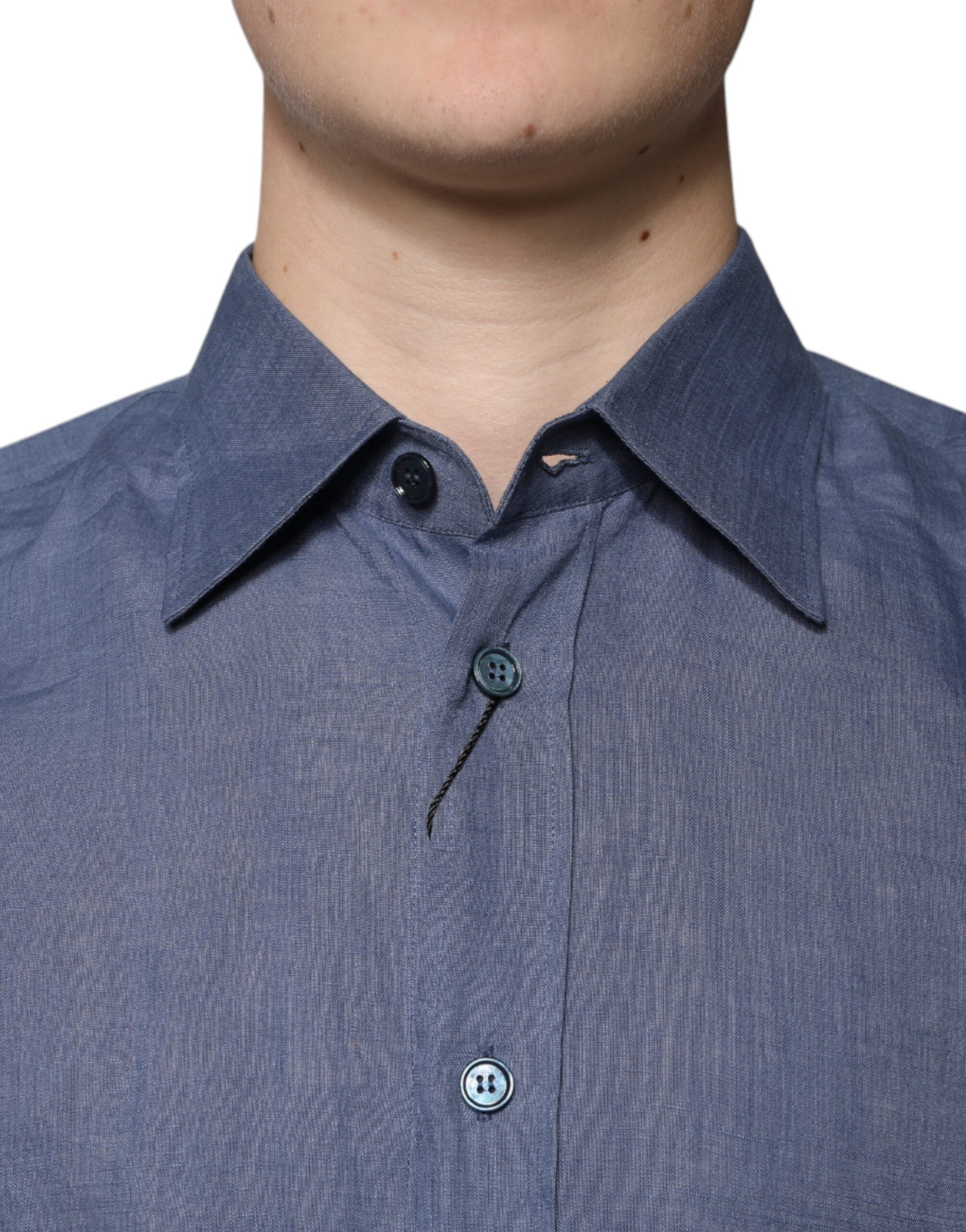 Dolce & Gabbana Blue Logo Long Sleeve Button Down Casual Shirt -   -  Dolce & Gabbana.