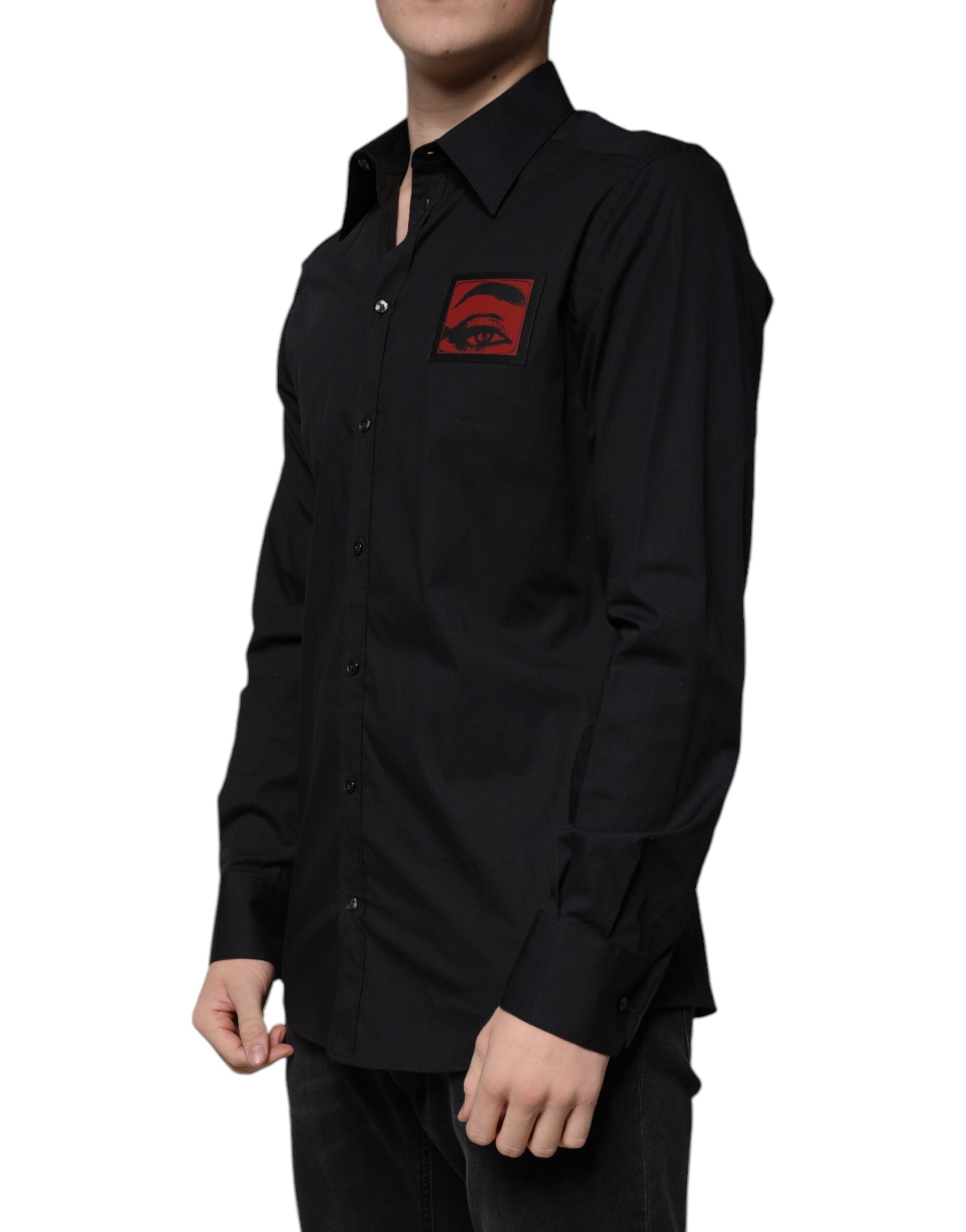 Dolce & Gabbana Black Eye Patch Long Sleeve GOLD Dress Shirt -   -  Dolce & Gabbana.