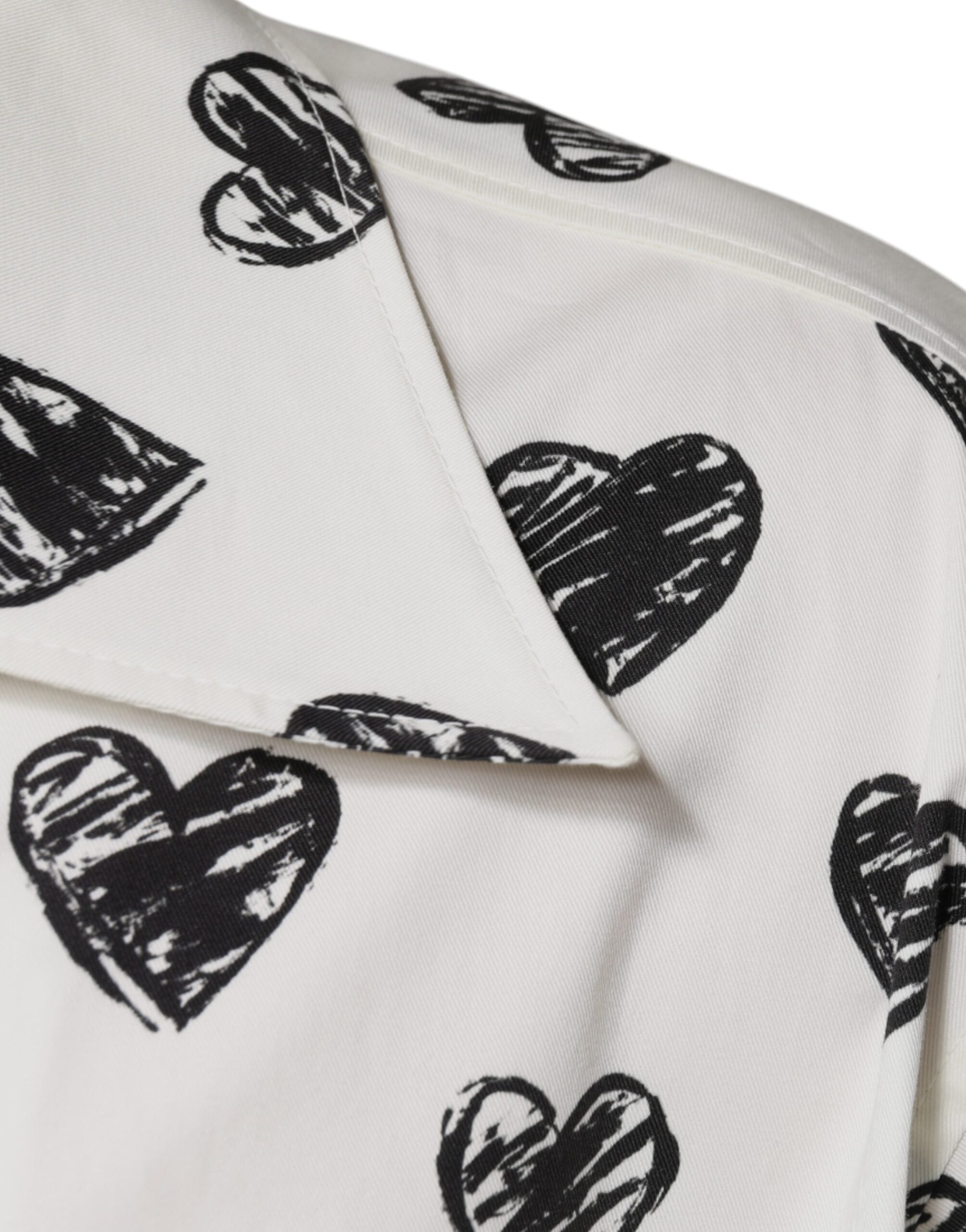 Dolce & Gabbana White Heart Print Short Sleeve Casual Shirt -   -  Dolce & Gabbana.