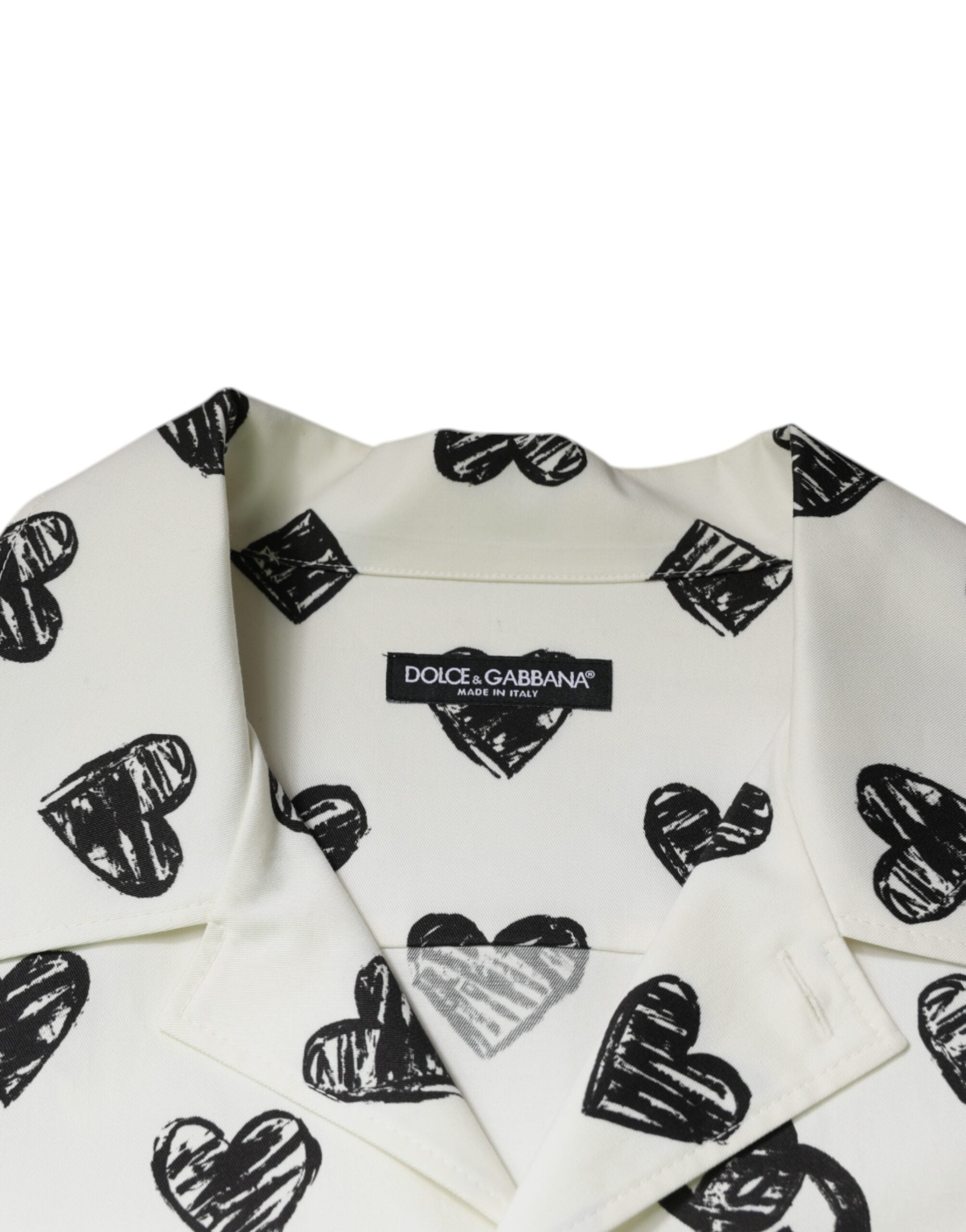 Dolce & Gabbana White Heart Print Short Sleeve Casual Shirt -   -  Dolce & Gabbana.