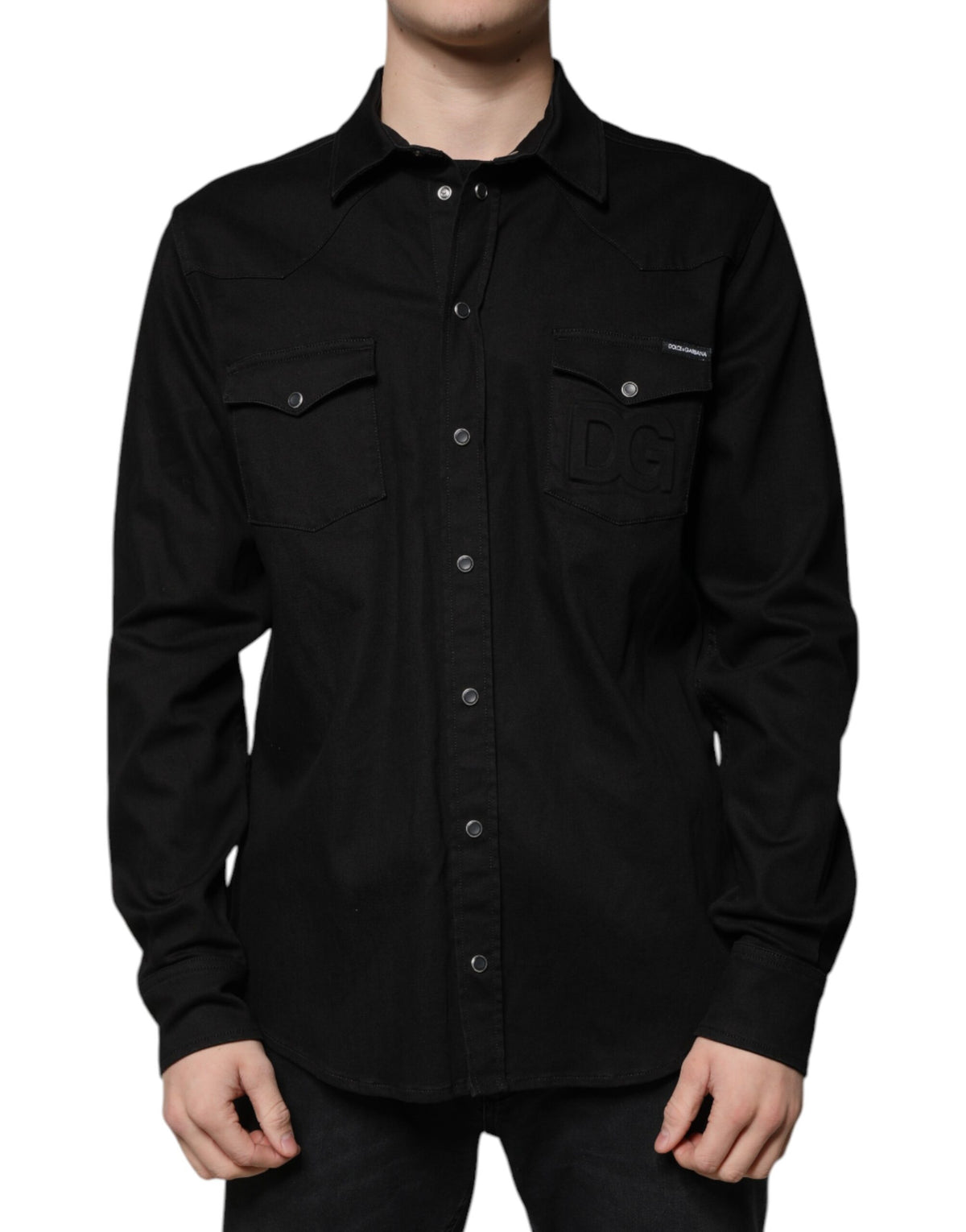Dolce & Gabbana Black Cotton Collared Button Down Shirt -   -  Dolce & Gabbana.