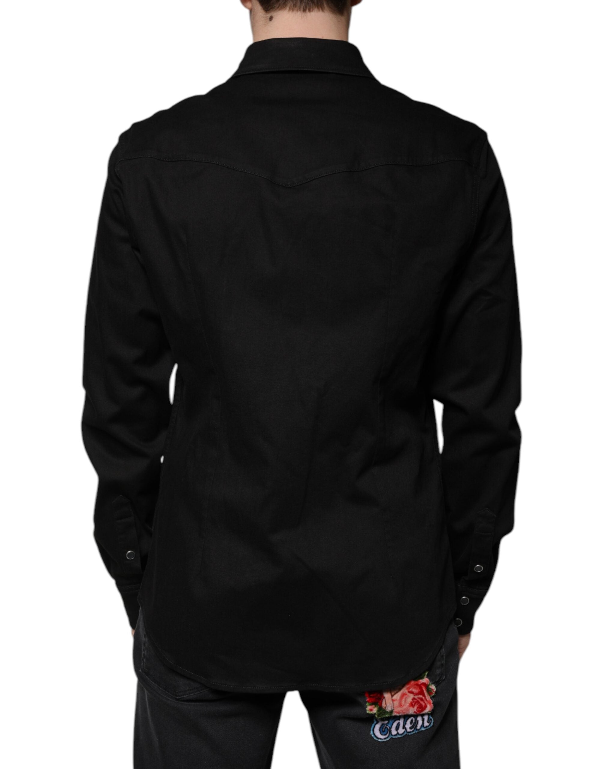 Dolce & Gabbana Black Cotton Collared Button Down Shirt -   -  Dolce & Gabbana.