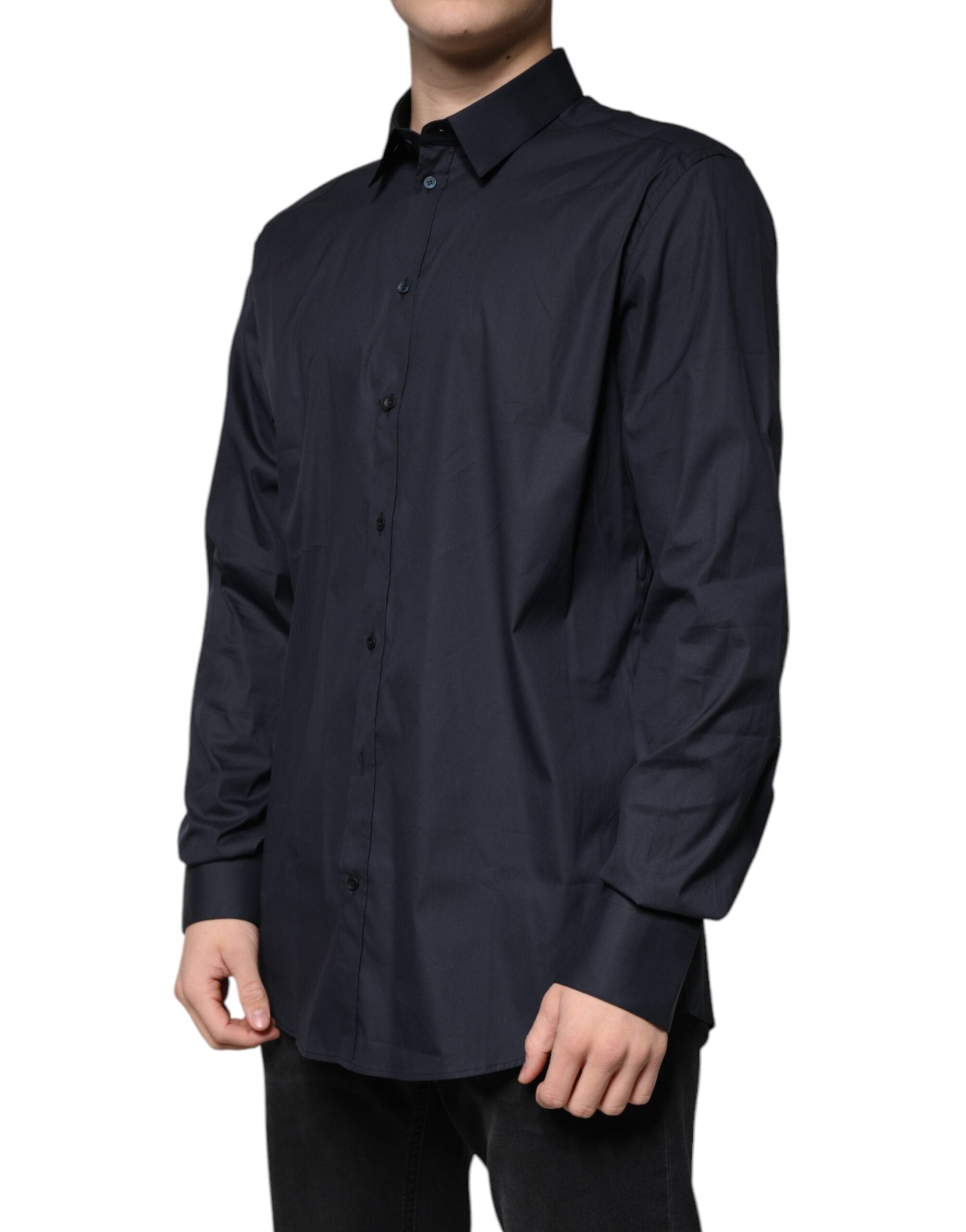 Dolce & Gabbana Black Cotton Blend Formal GOLD Dress Shirt -   -  Dolce & Gabbana.