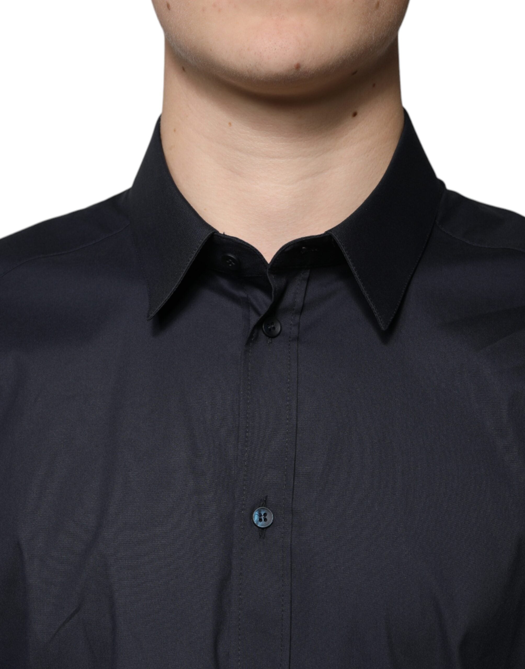 Dolce & Gabbana Black Cotton Blend Formal GOLD Dress Shirt -   -  Dolce & Gabbana.