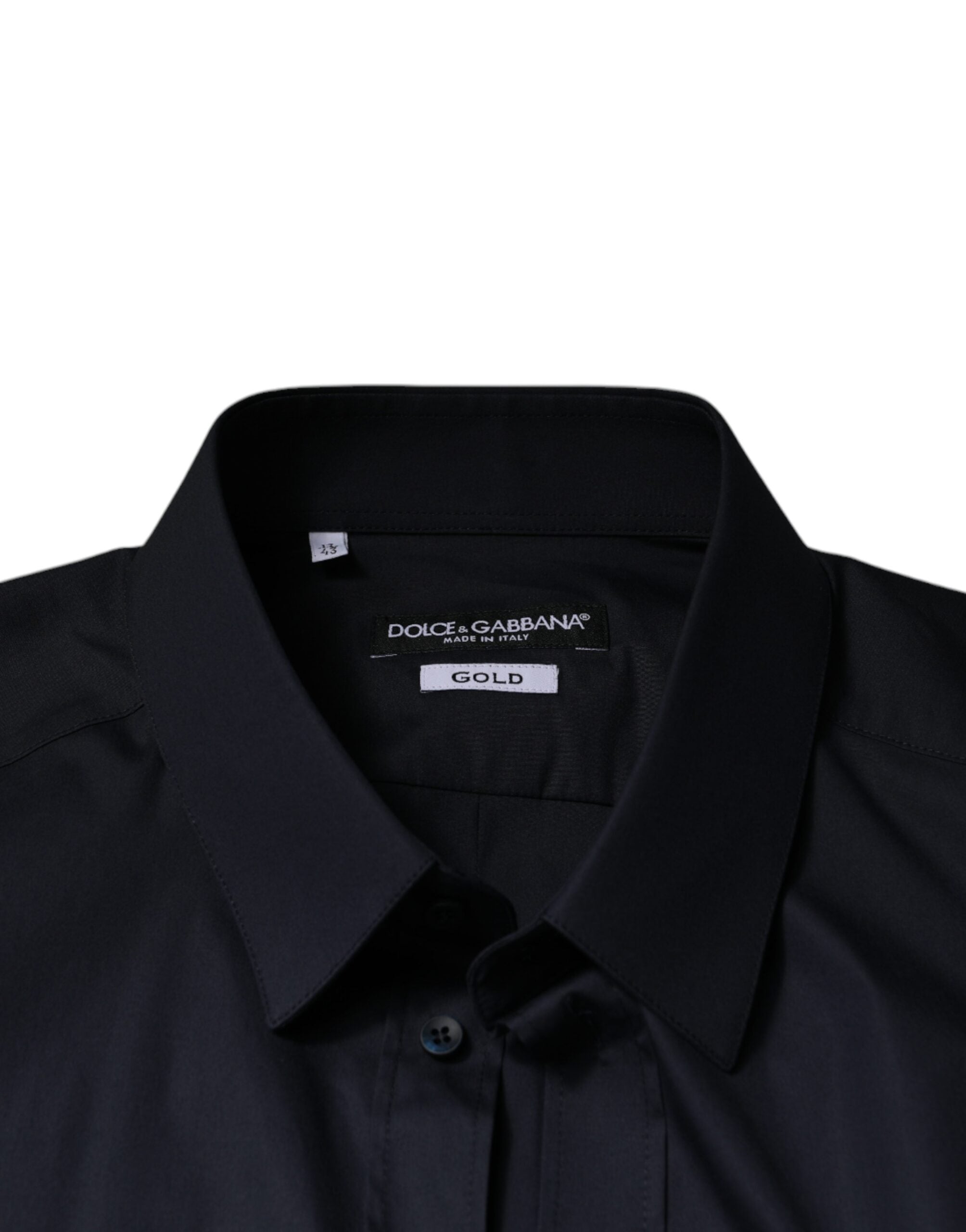 Dolce & Gabbana Black Cotton Blend Formal GOLD Dress Shirt -   -  Dolce & Gabbana.