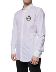 Dolce & Gabbana White Cotton Logo Formal Men GOLD Dress Shirt -   -  Dolce & Gabbana.