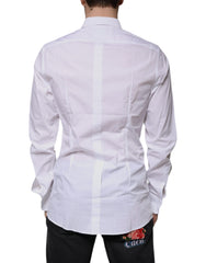 Dolce & Gabbana White Cotton Logo Formal Men GOLD Dress Shirt -   -  Dolce & Gabbana.