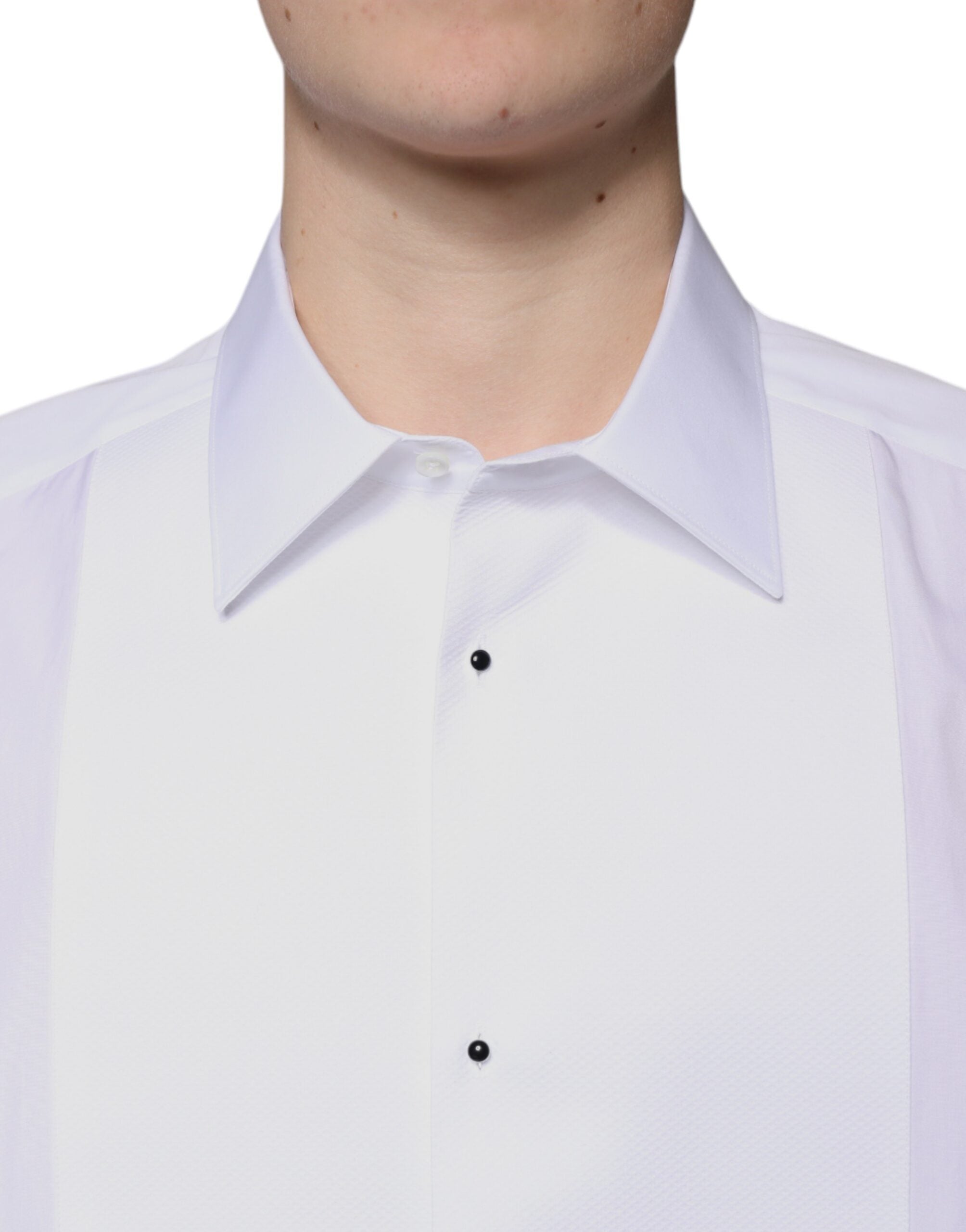 Dolce & Gabbana White Bib Cotton Poplin GOLD Formal Shirt -   -  Dolce & Gabbana.
