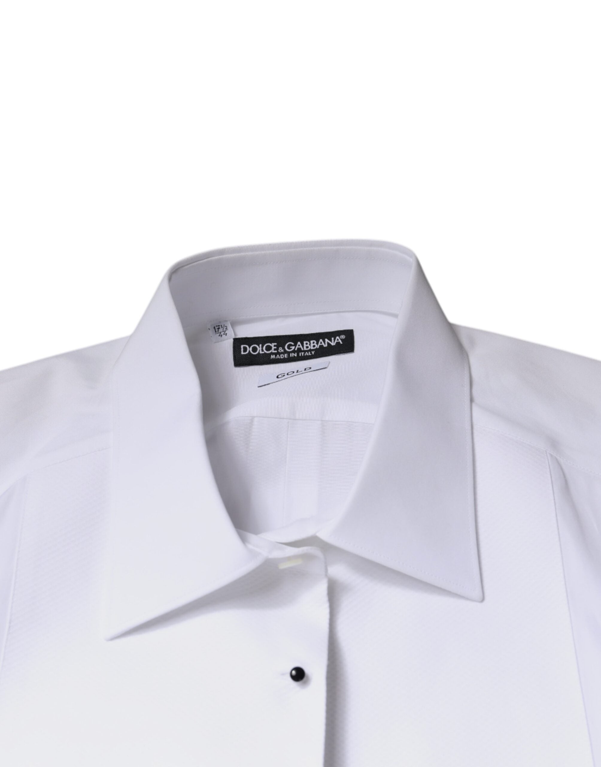 Dolce & Gabbana White Bib Cotton Poplin GOLD Formal Shirt -   -  Dolce & Gabbana.