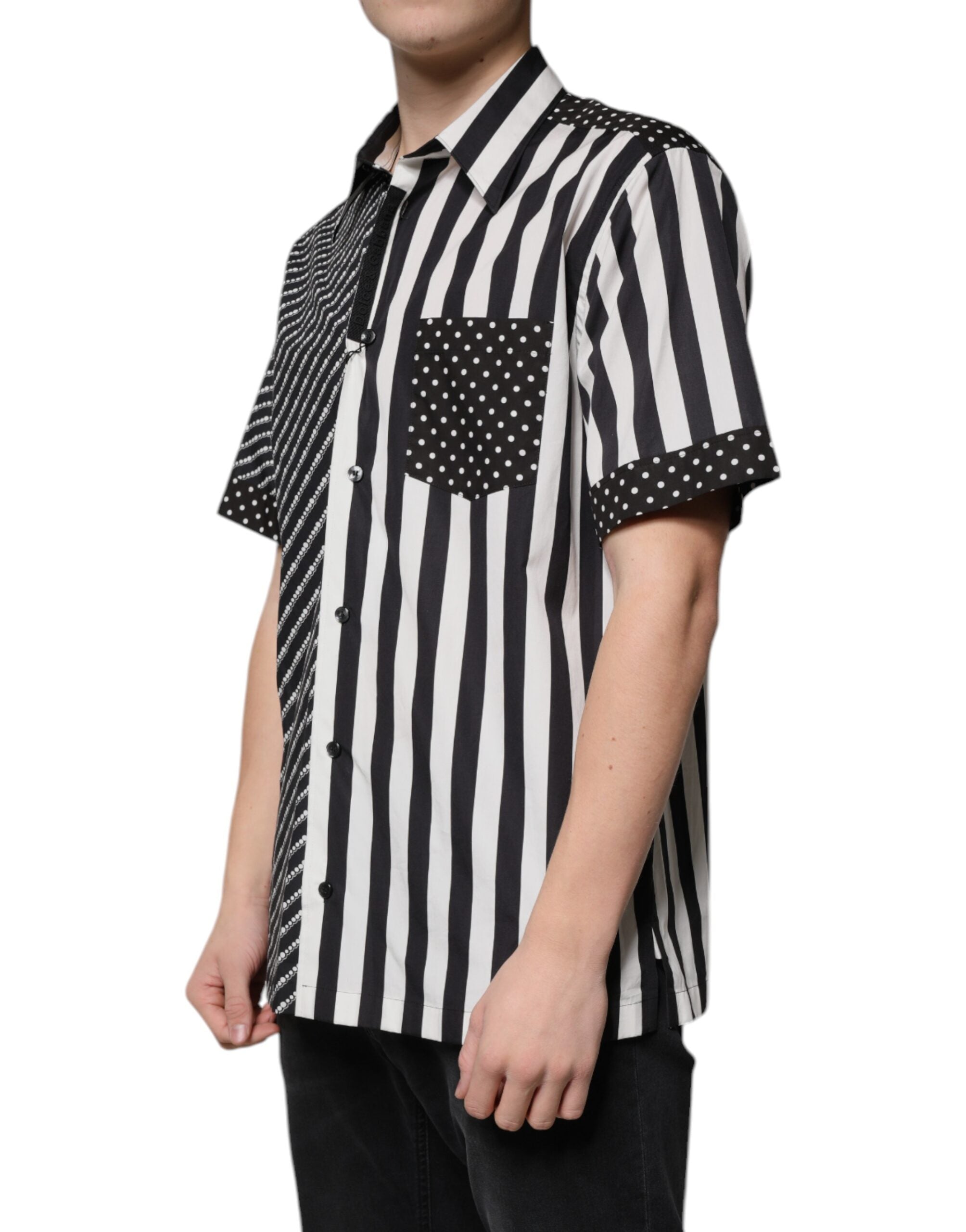 Dolce & Gabbana Black White Striped Button Down Casual Shirt -   -  Dolce & Gabbana.